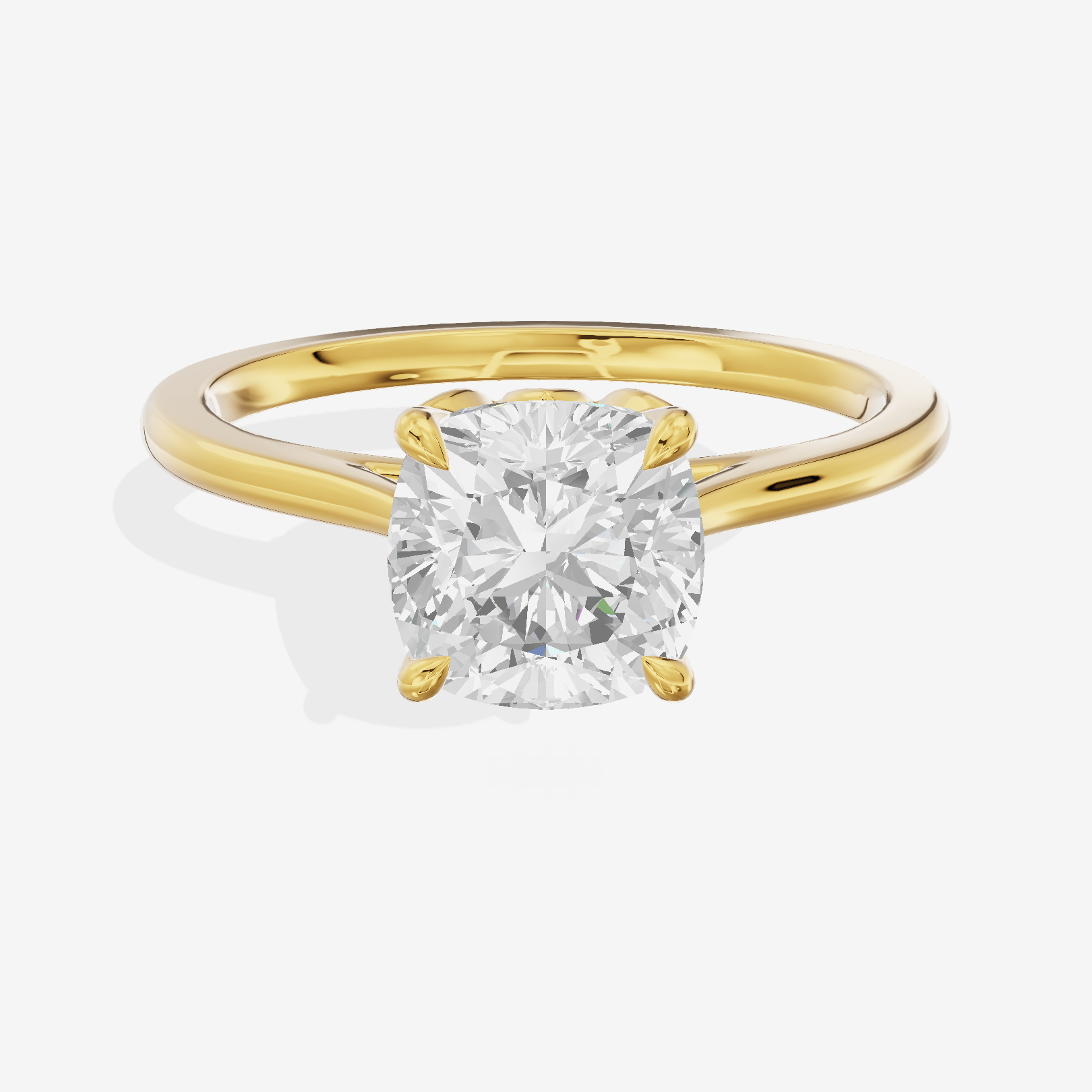 Coeurine Cathedral 1.5mm Cushion Solitaire Engagement Ring in 18K Yellow Gold
