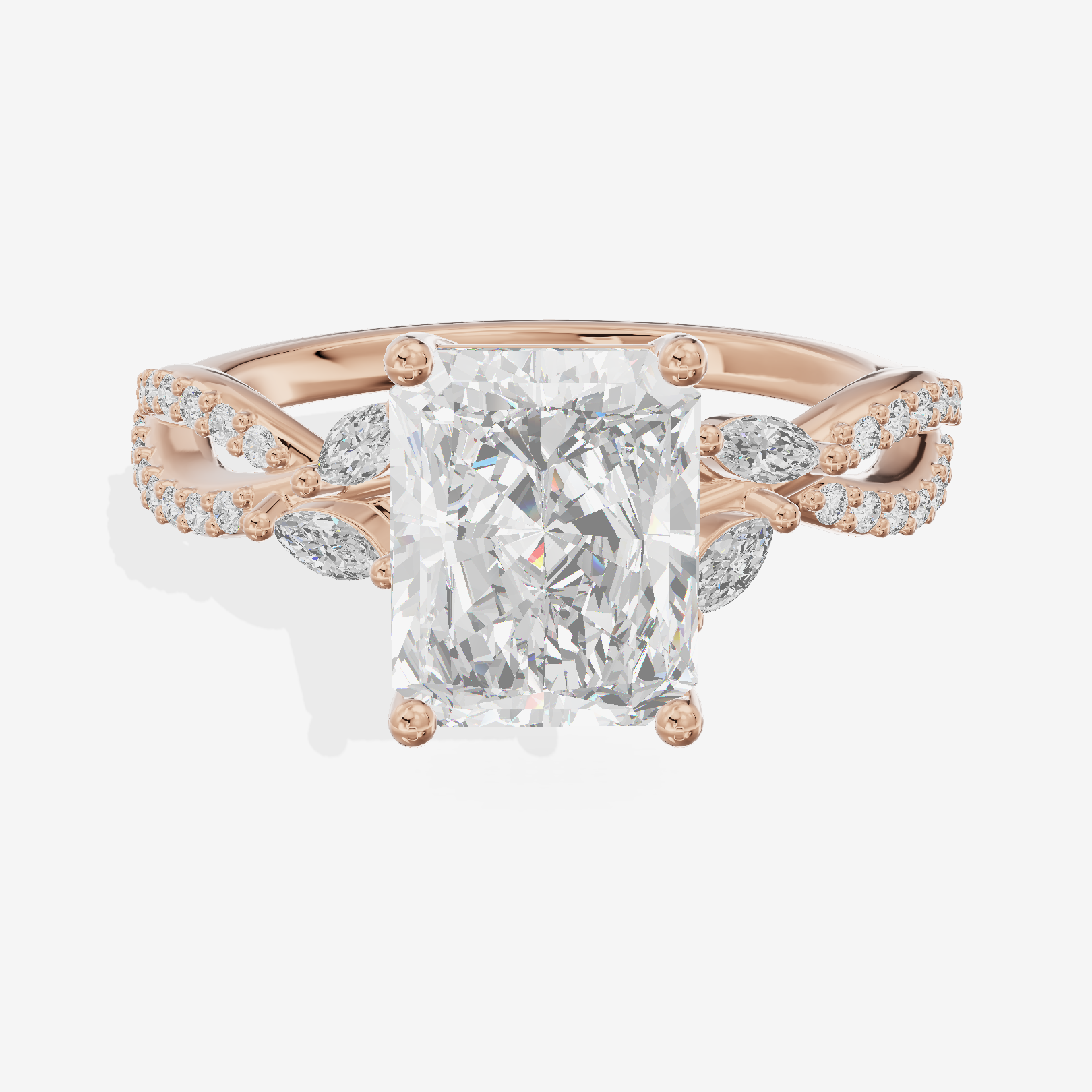 Luxe Lumera Radiant Engagement Ring with Side Stones (1/4 ct. tw.) in 18K Rose Gold