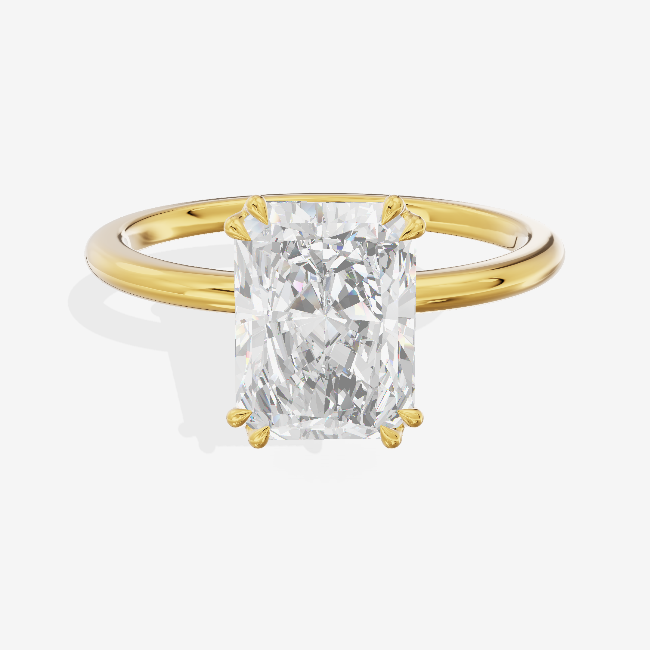 Promezza Solitaire 1.5mm Radiant Engagement Ring in 14K Yellow Gold