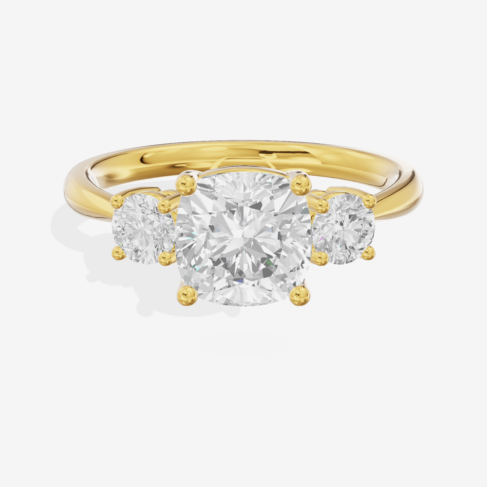 Petite Liviana 2mm Cushion Three Stone Engagement Ring (1/2 ct. tw.) in 18K Yellow Gold