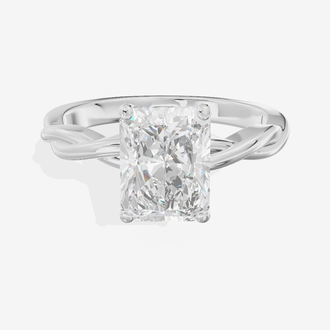 Twined Coeurine Radiant Twisted Engagement Ring in Platinum