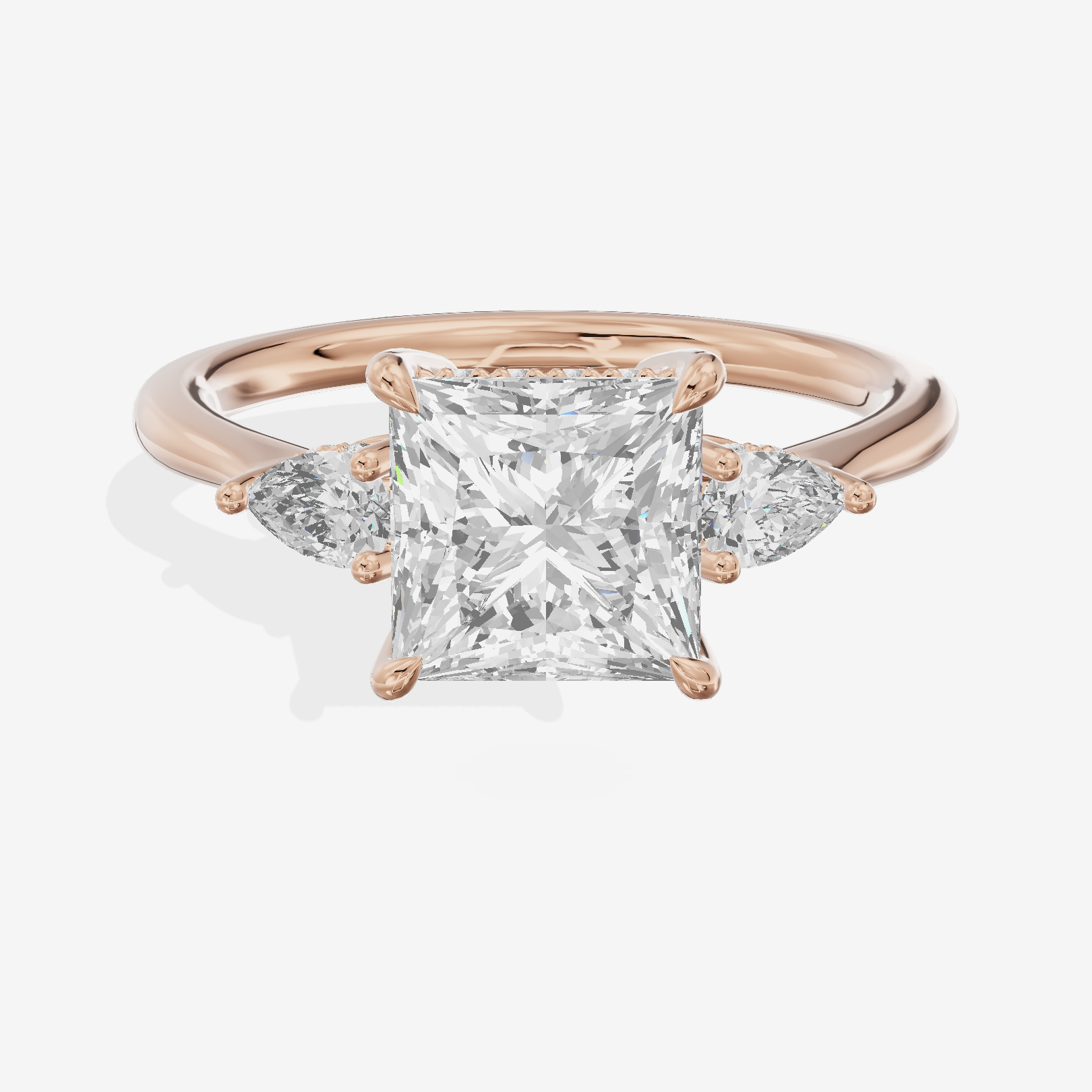 Petite Vowsae Three Stone Princess Engagement Ring (1/4 ct. tw.) in 18K Rose Gold