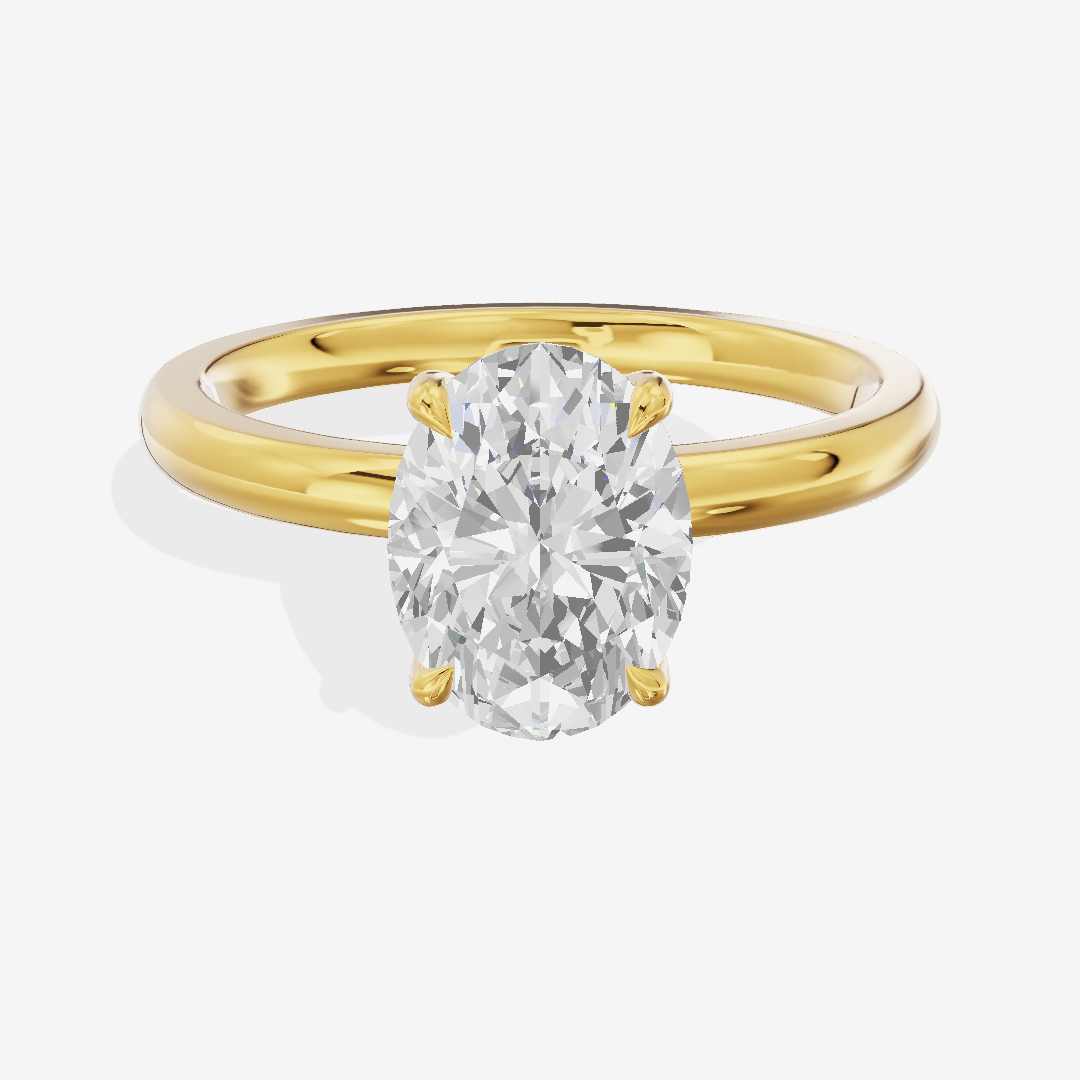 Petite Tender 2mm Oval Solitaire Engagement Ring in 18K Yellow Gold