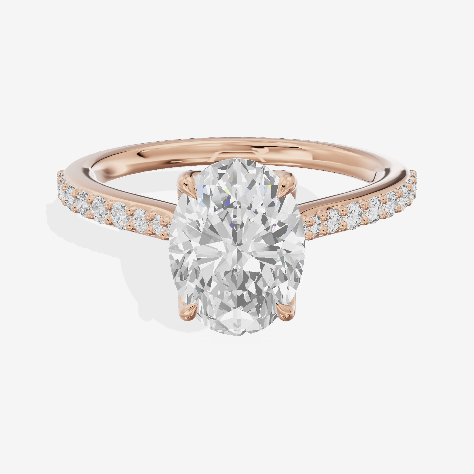 Petite Aurea Oval Engagement Ring with Side Stones (1/6 ct. tw.) in 14K Rose Gold