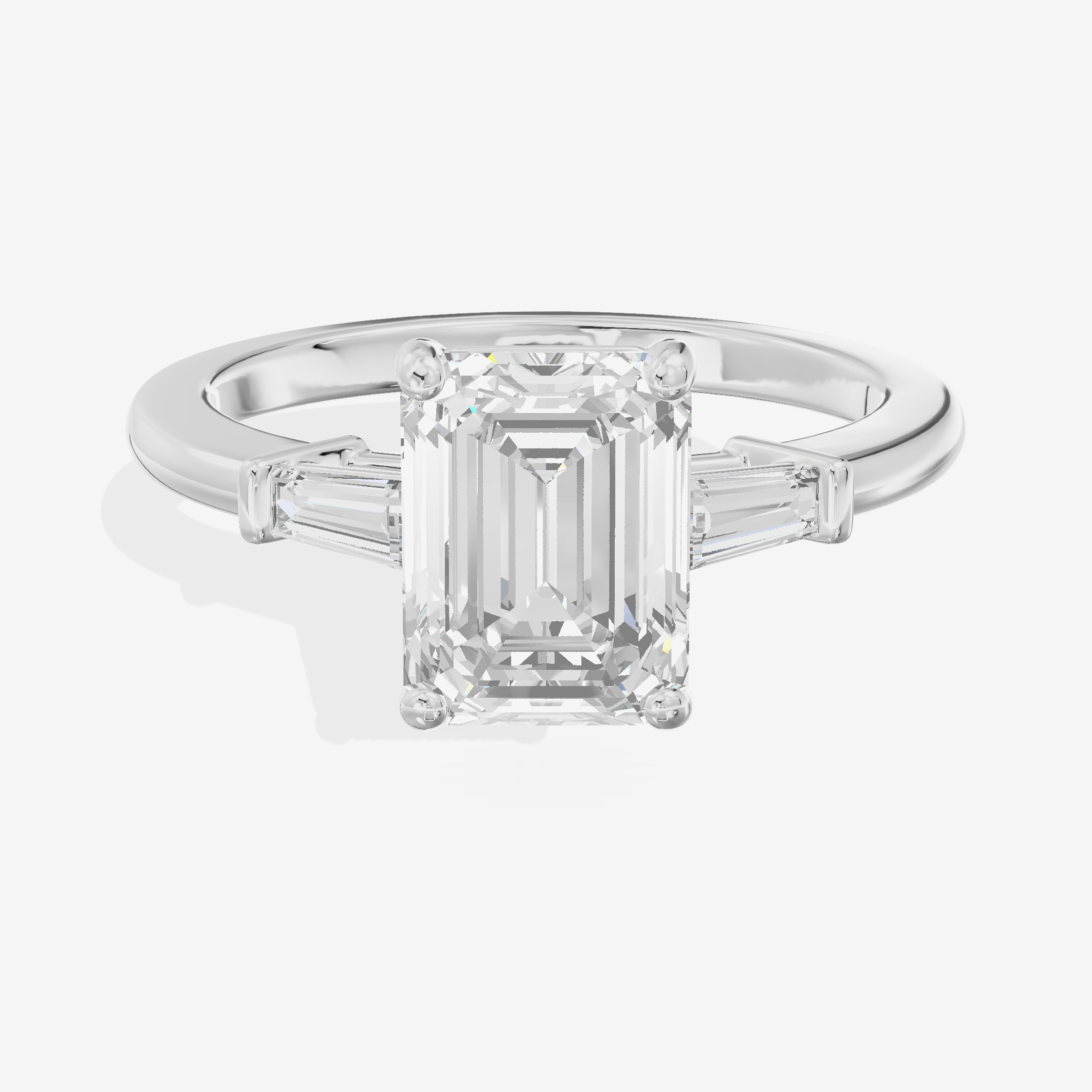 Luxe Halcyon Three Stone Emerald Engagement Ring (3/4 ct. tw.) in 18K White Gold