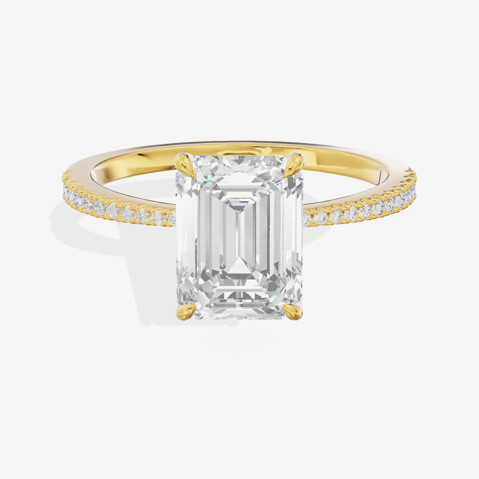 Luxe Promezza Emerald Engagement Ring with Side Stones (1/2 ct. tw.) in 14K Yellow Gold