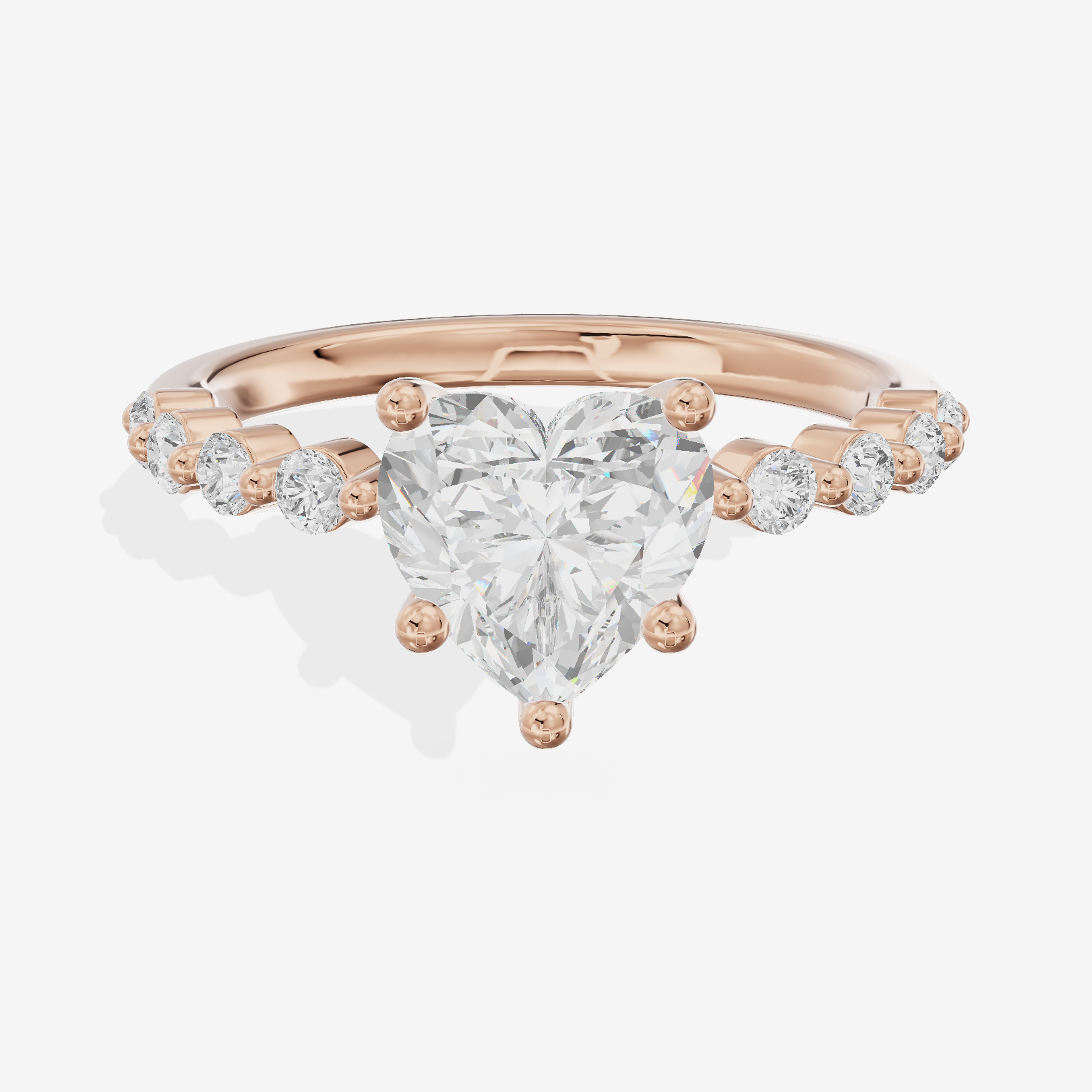 Lustrous Aimora 3mm Heart Solitaire Engagement Ring in 18K Rose Gold