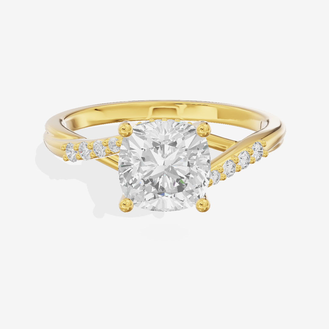 Aimora Hidden Halo Cushion Engagement Ring (1/8 ct. tw.) in 14K Yellow Gold