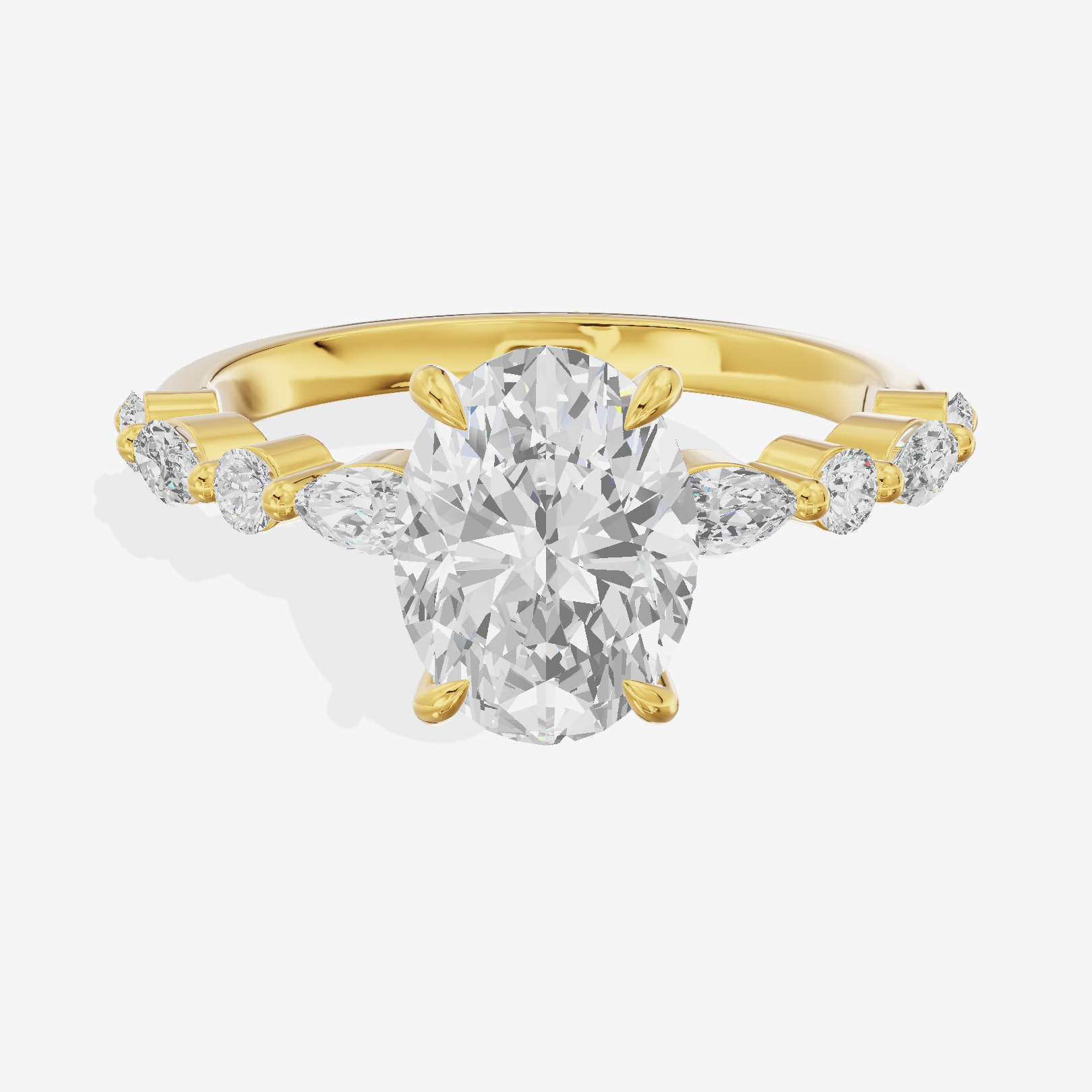 Lumera Cathedral Oval Engagement Ring with Side Stones (1/3 ct. tw.) in 14K Yellow Gold