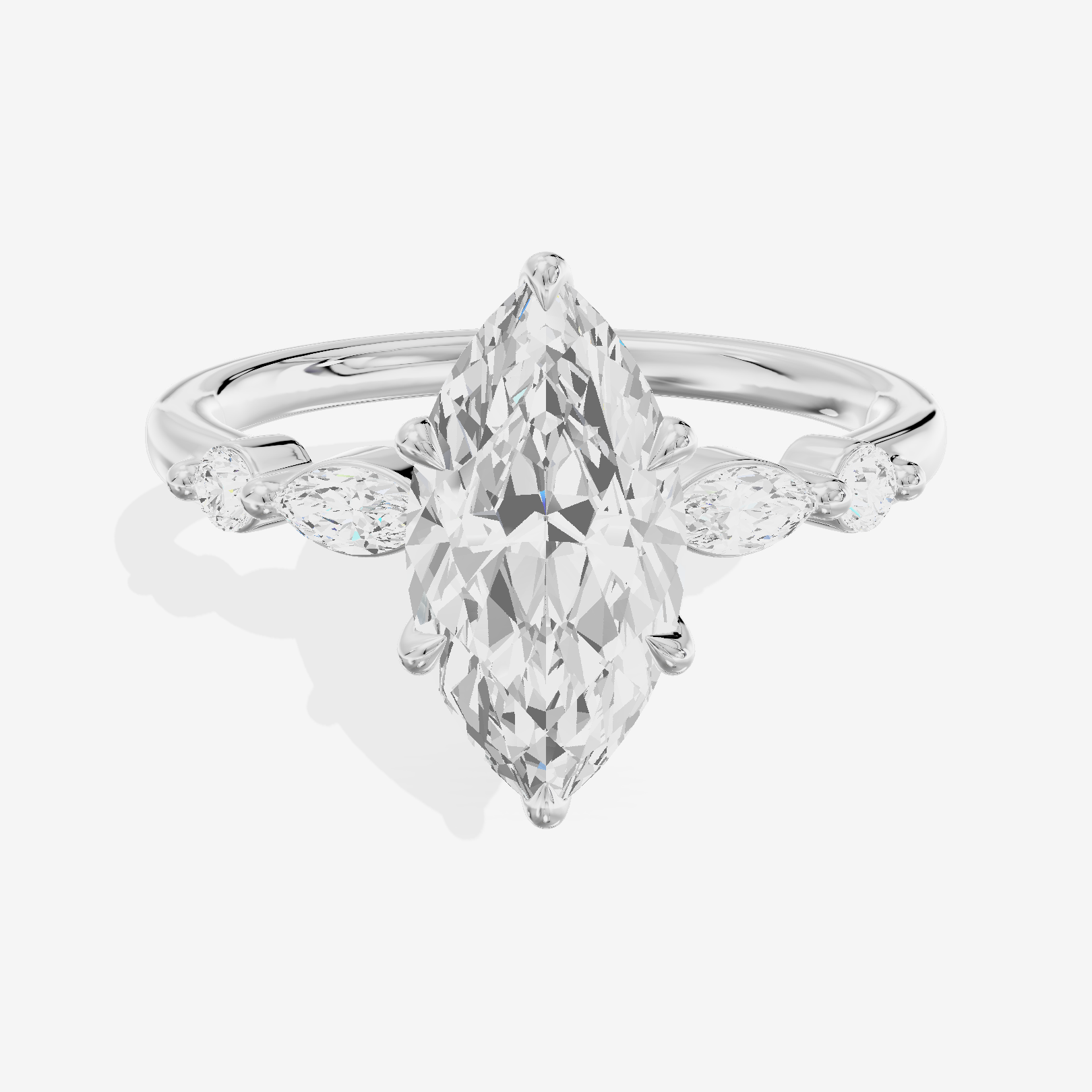 Petite Cherubine Marquise Engagement Ring with Side Stones (1/3 ct. tw.) in 18K White Gold