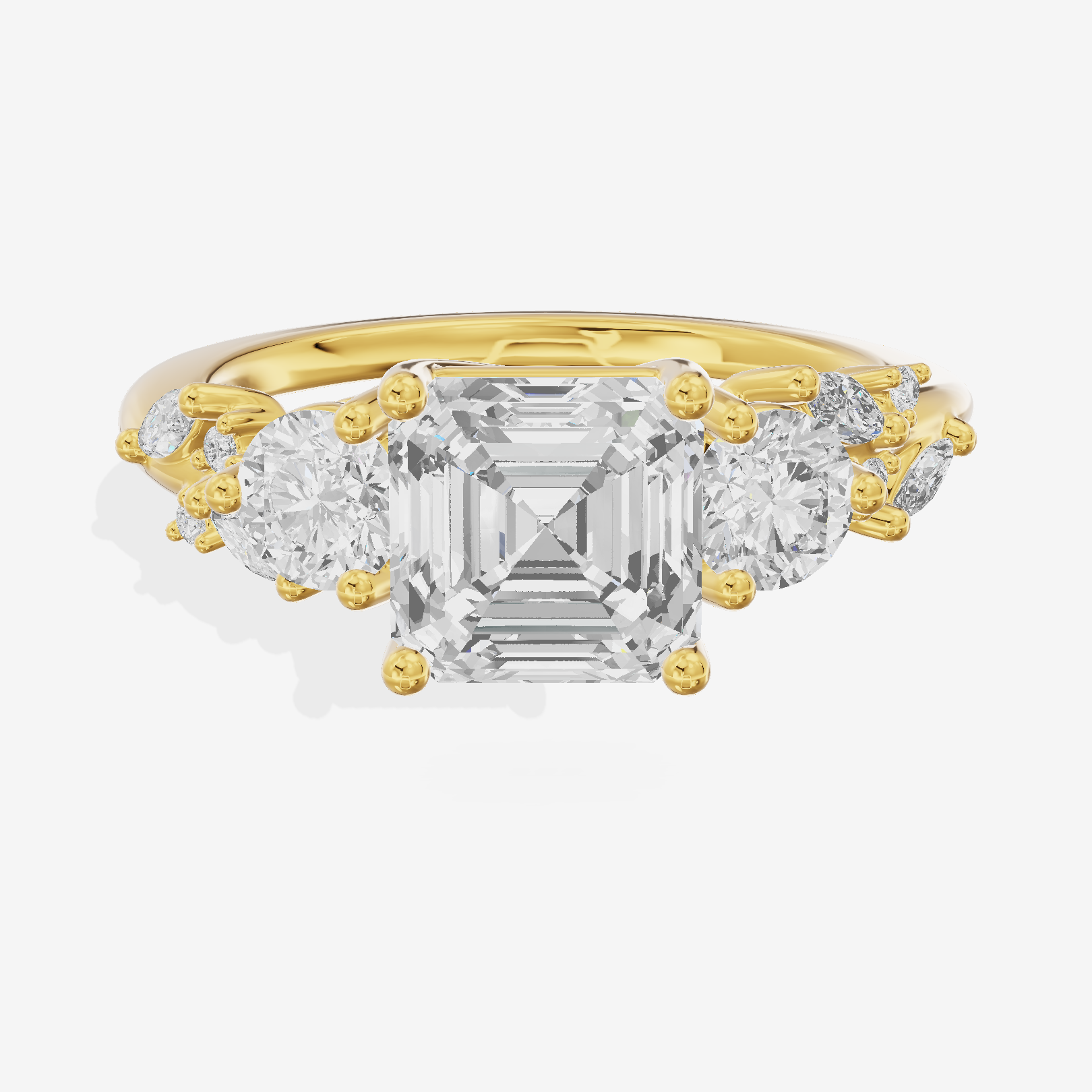 Grand Sincere Three Stone Asscher Engagement Ring (1/3 ct. tw.) in 14K Yellow Gold