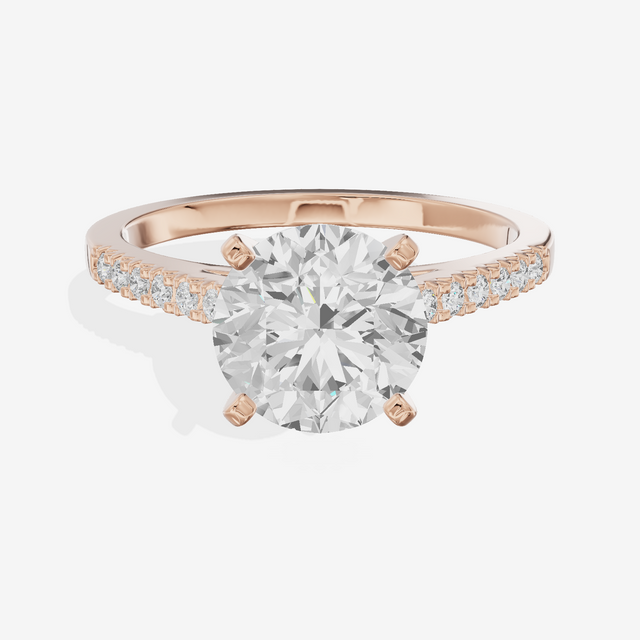 Sworn Vowsae Round Engagement Ring with Side Stones (1/10 ct. tw.) in 14K Rose Gold