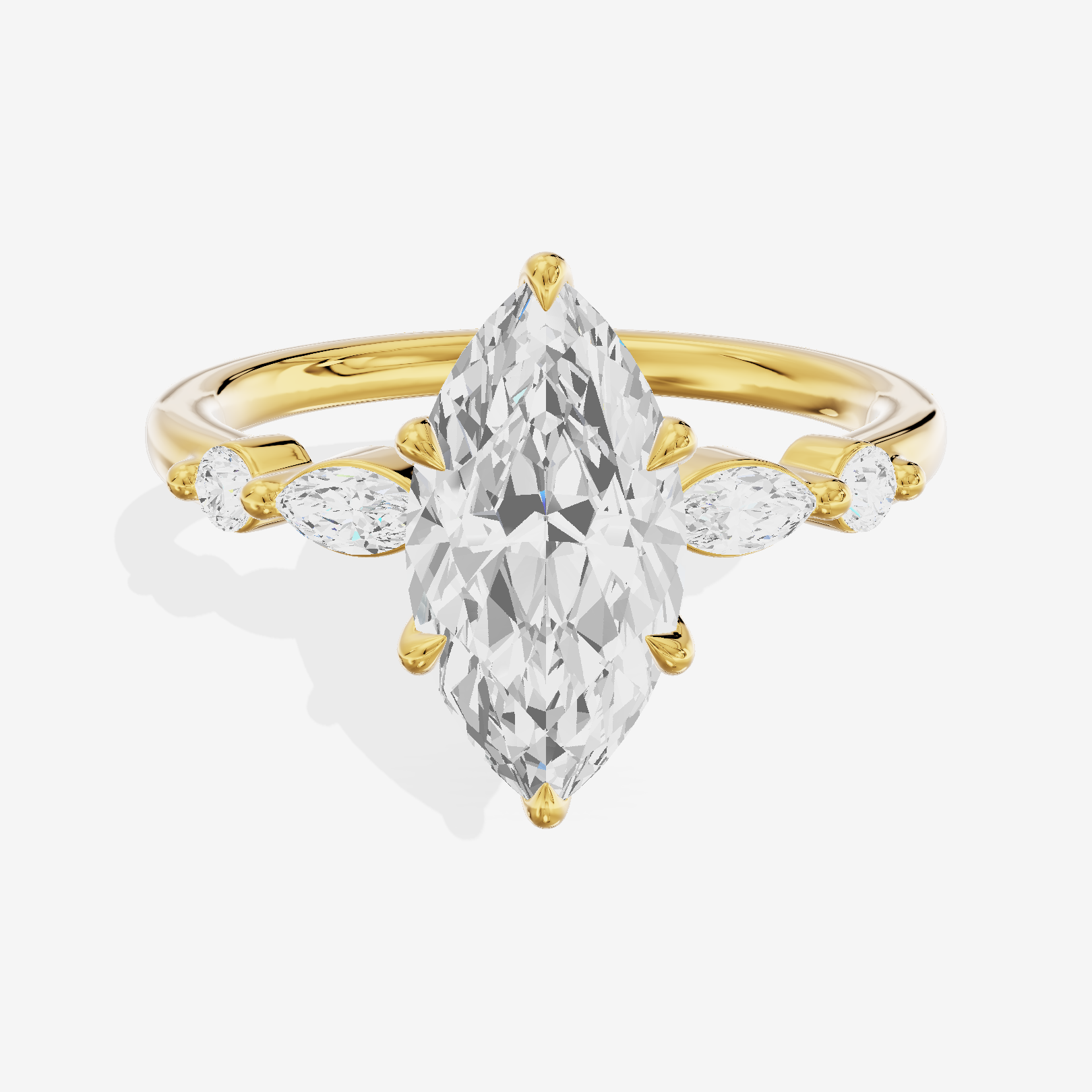 Petite Cherubine Marquise Engagement Ring with Side Stones (1/3 ct. tw.) in 14K Yellow Gold