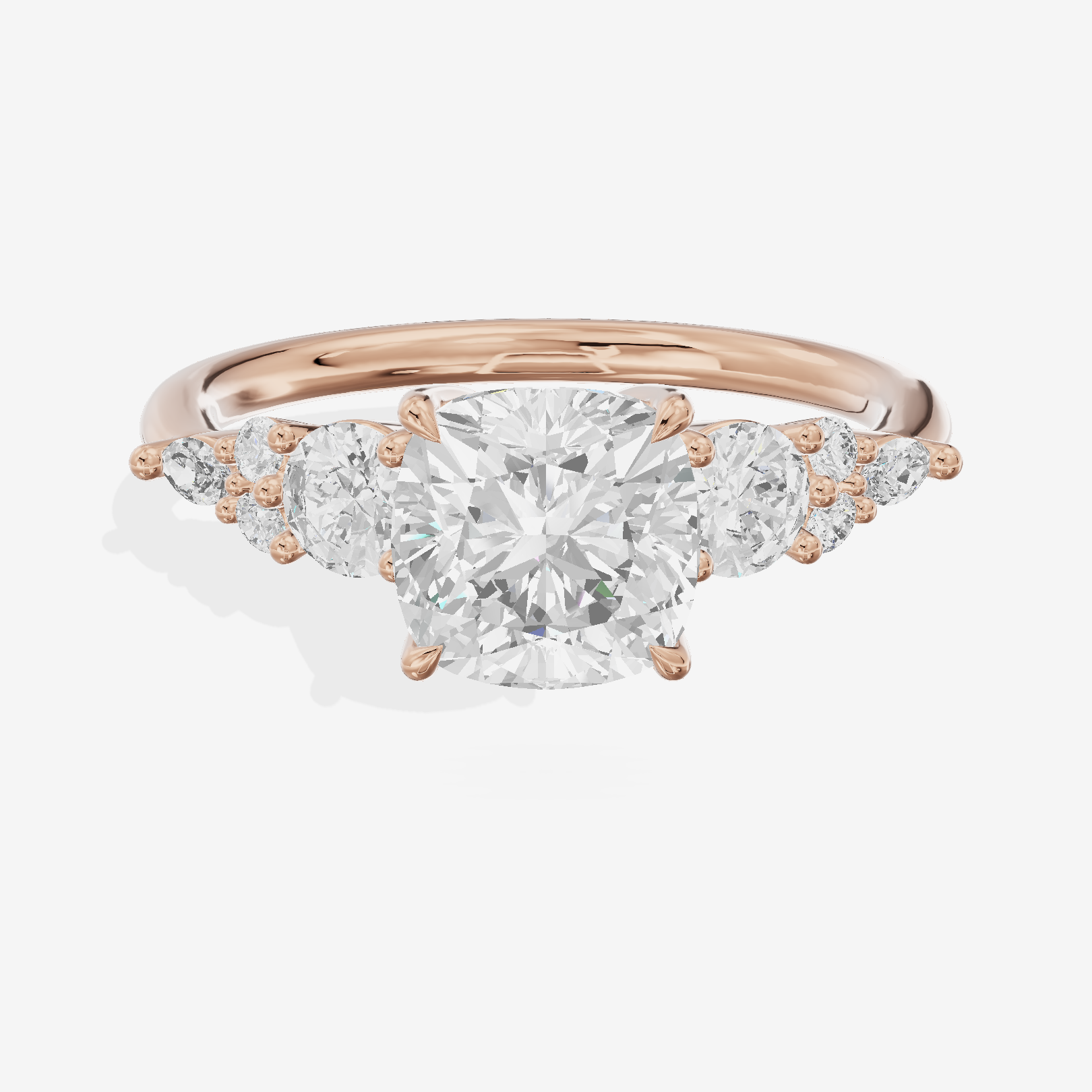 Triade Eternity Cushion Three Stone Engagement Ring (2/5 ct. tw.) in 18K Rose Gold
