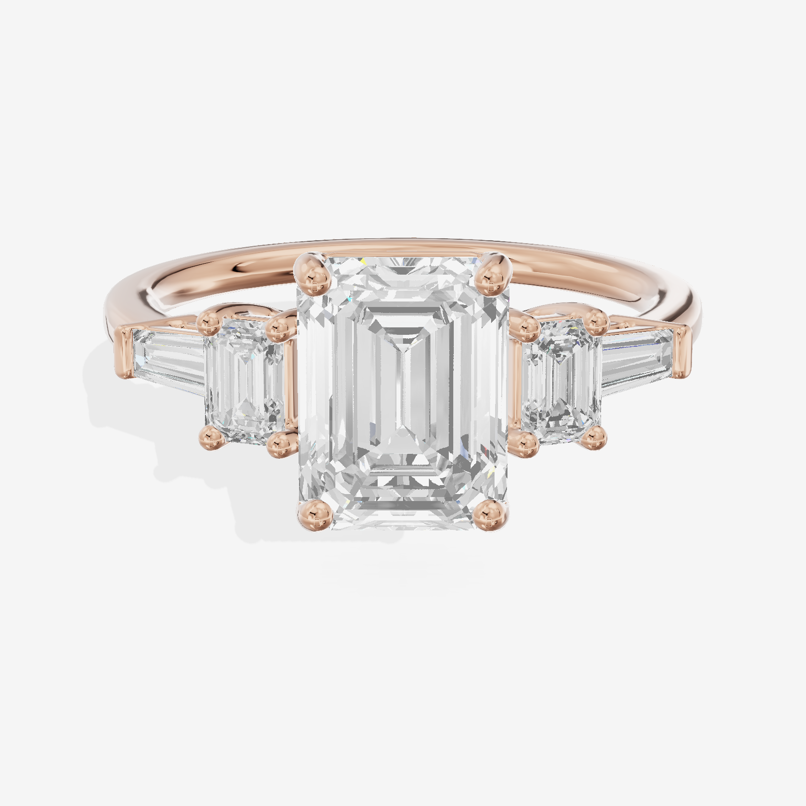 Vowsae Five Stone Emerald Engagement Ring (3/4 ct. tw.) in 14K Rose Gold