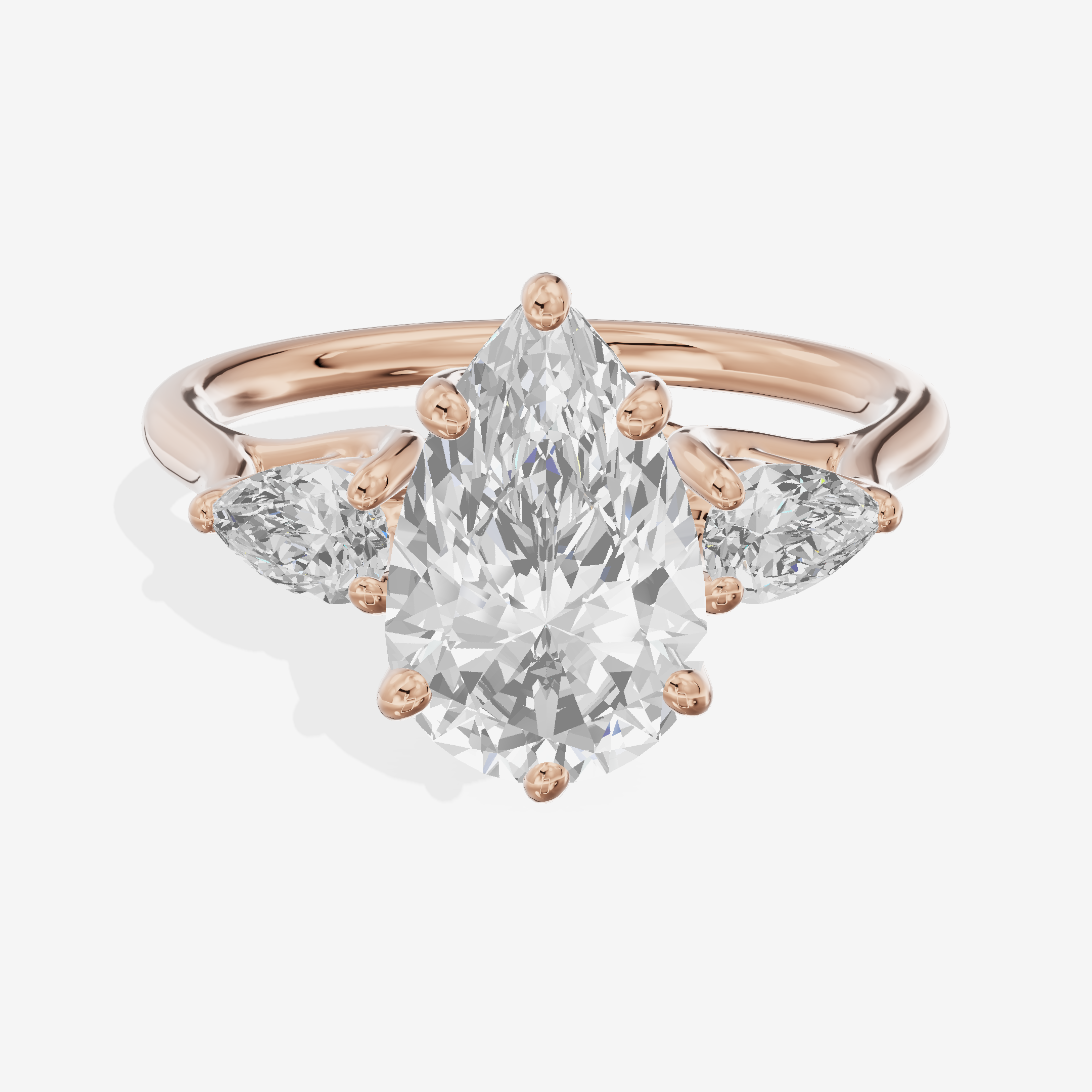 Grand Vowsae Three Stone Pear Engagement Ring (2/5 ct. tw.) in 18K Rose Gold