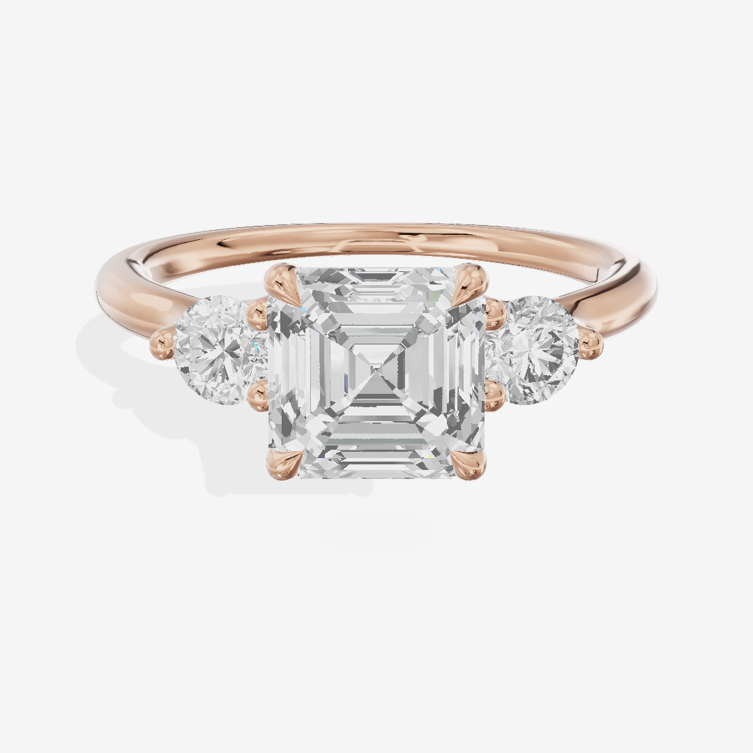 Eternal Vowsae Three Stone Asscher Engagement Ring (1/3 ct. tw.) in 18K Rose Gold