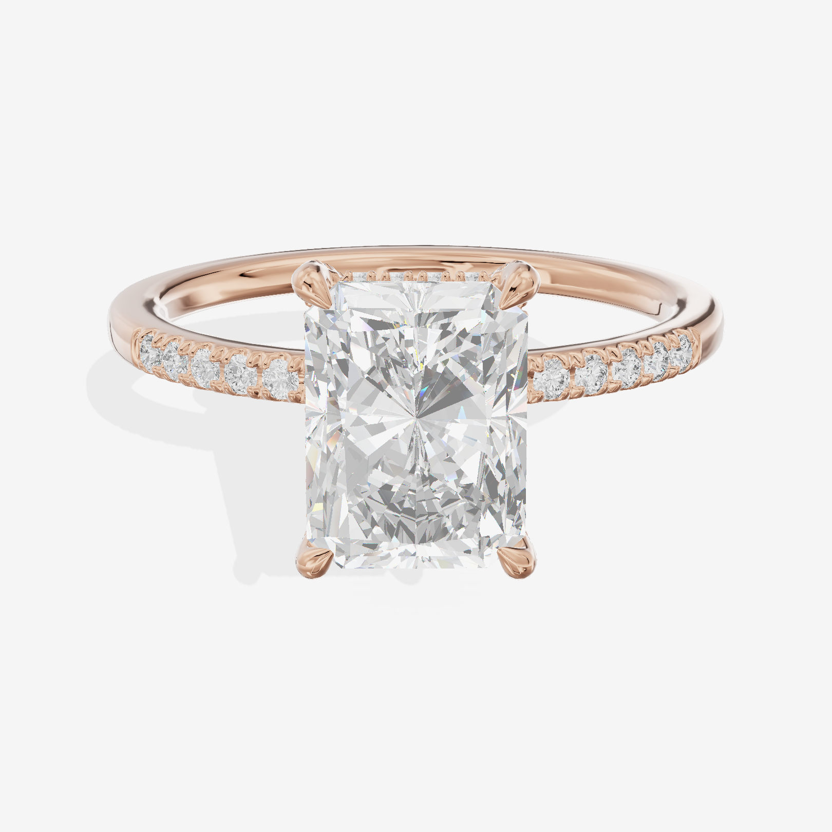 Twine Vine Vine Radiant Engagement Ring with Side Stones (3/5 ct. tw.) in 18K Rose Gold