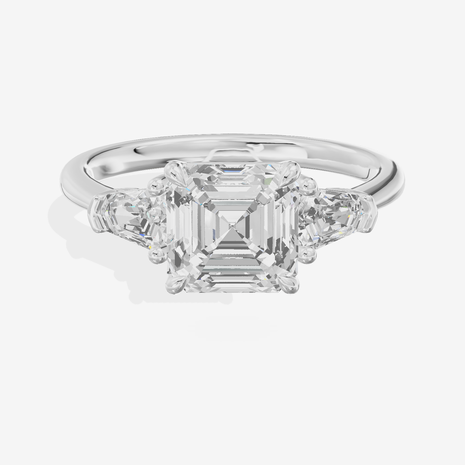 Maia Three Stone Asscher Engagement Ring (1/4 ct. tw.) in 18K White Gold