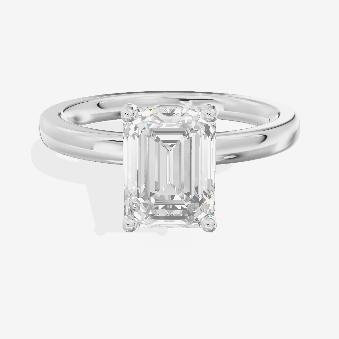 Reverya Emerald Hidden Halo Engagement Ring (1/15 ct. tw.) in 18K White Gold