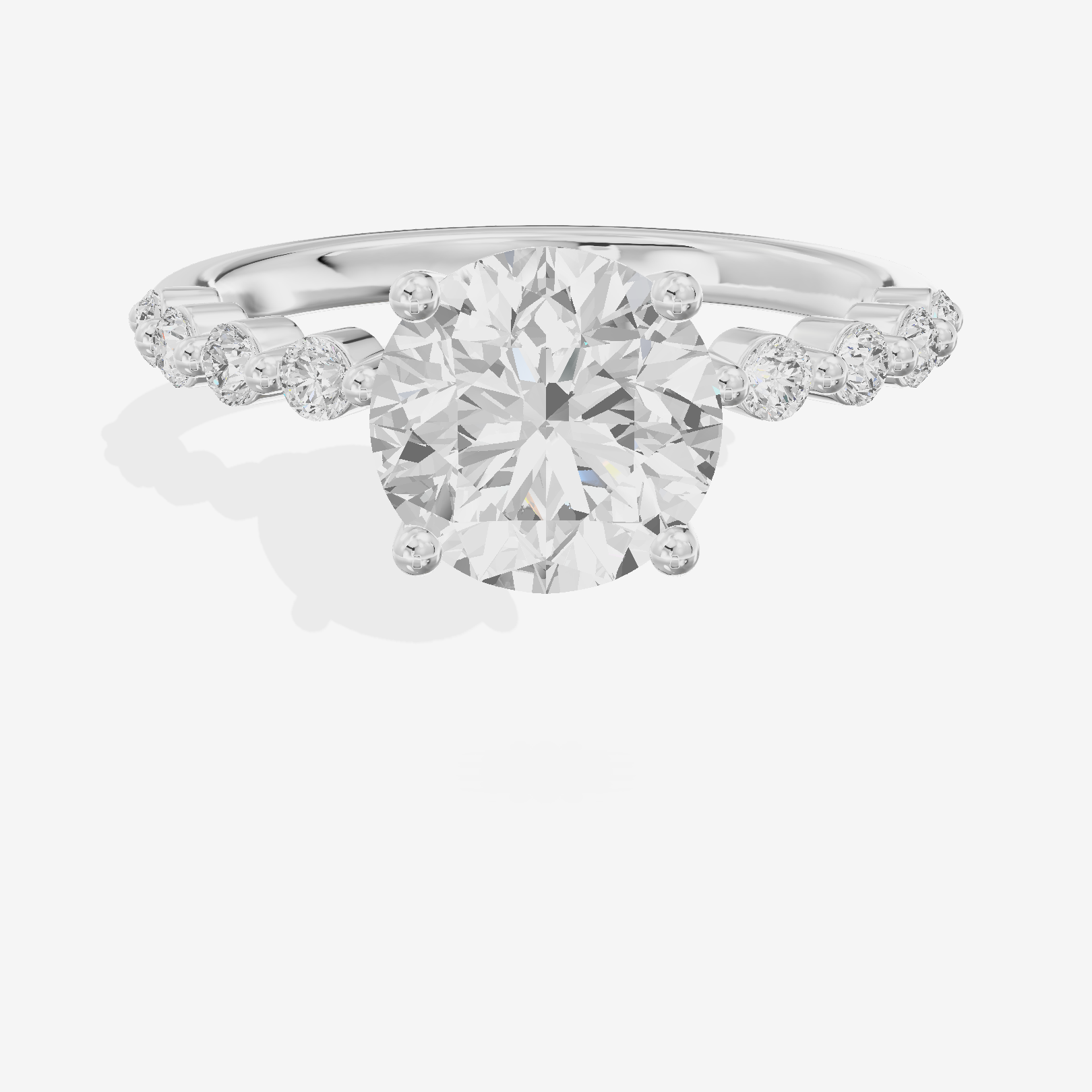 Lustrous Aimora 3mm Round Solitaire Engagement Ring in 14K White Gold