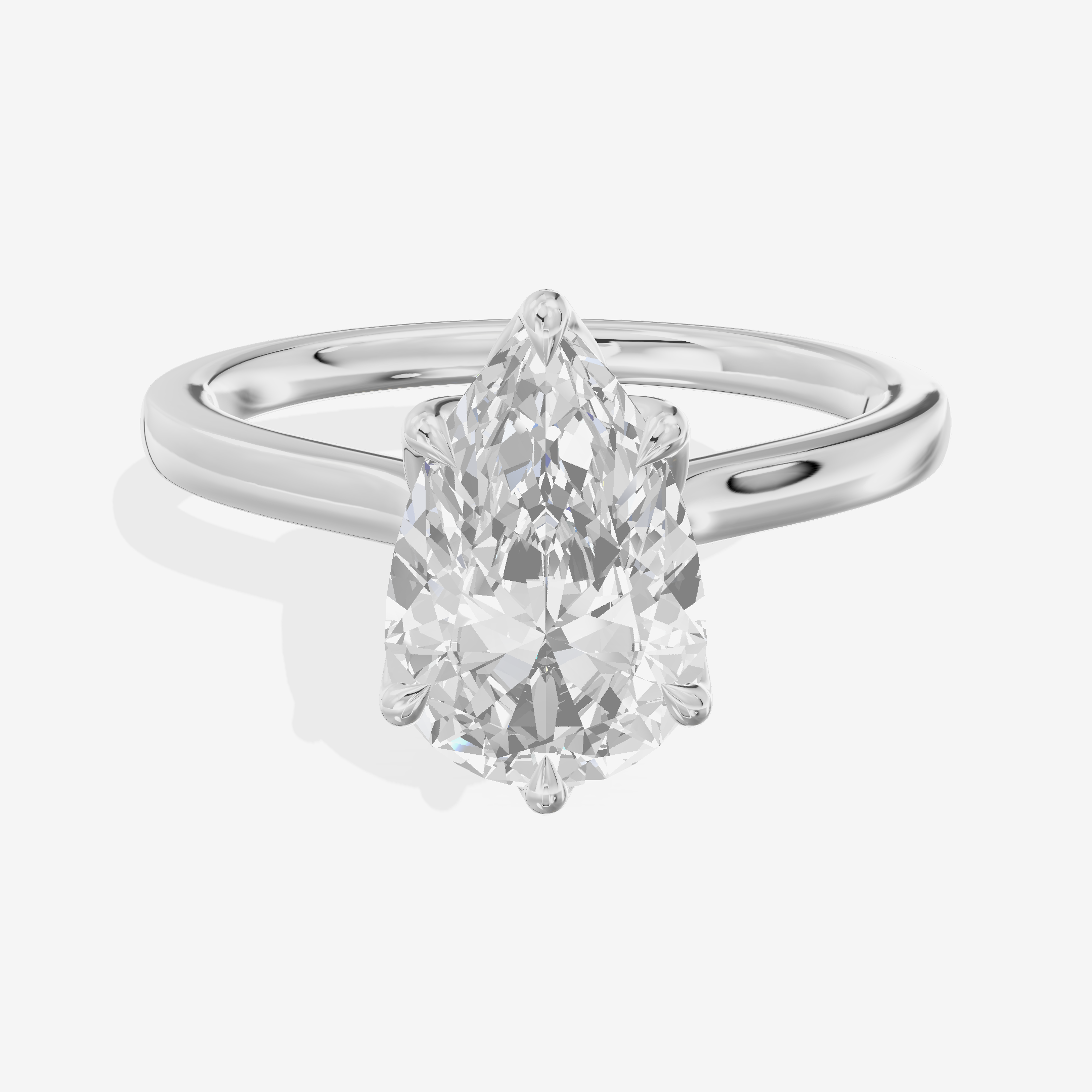 Pendulae Ring 1.8mm Pear Solitaire Engagement Ring in 14K White Gold