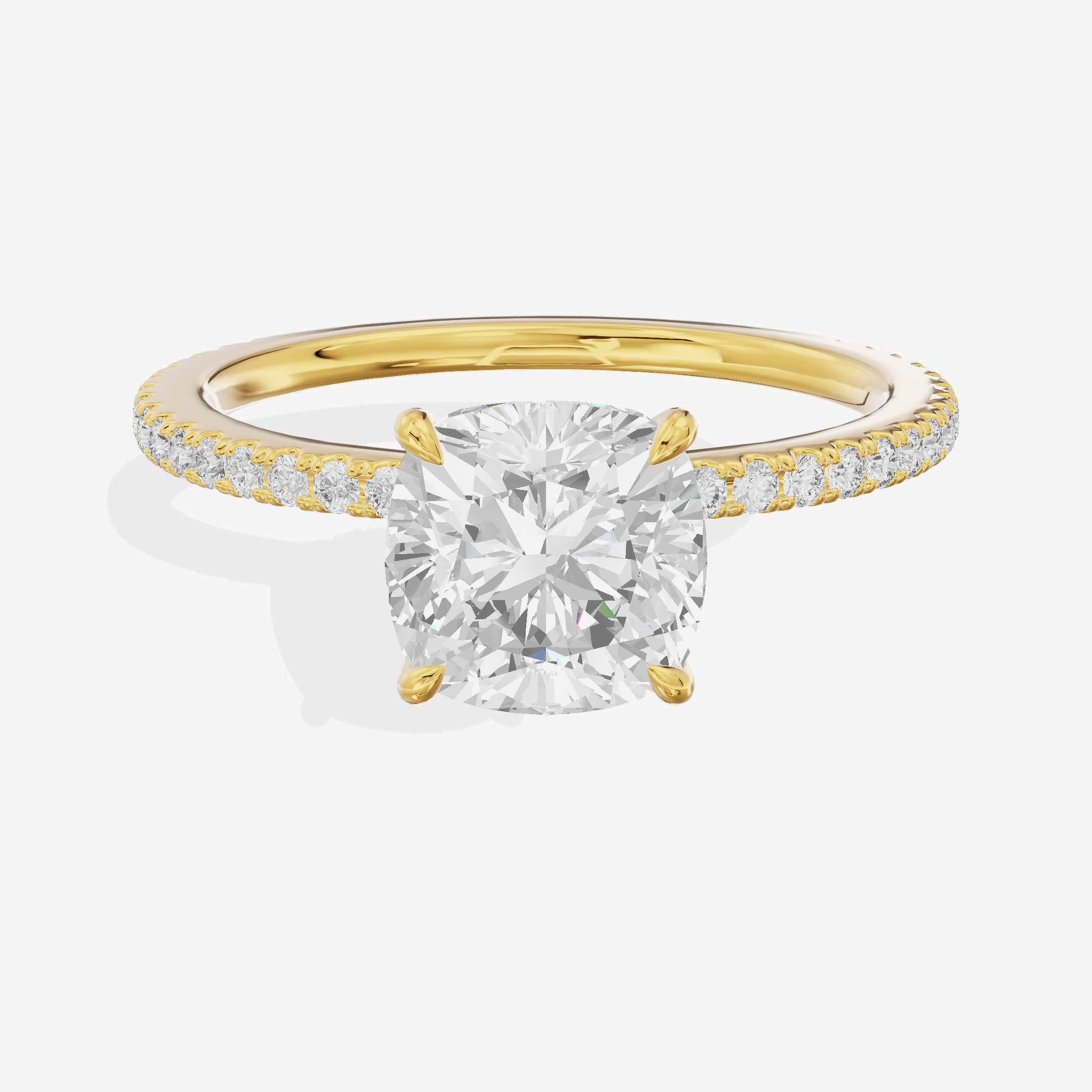 Petite Cherubine Cushion Engagement Ring with Side Stones (1/3 ct. tw.) in 18K Yellow Gold