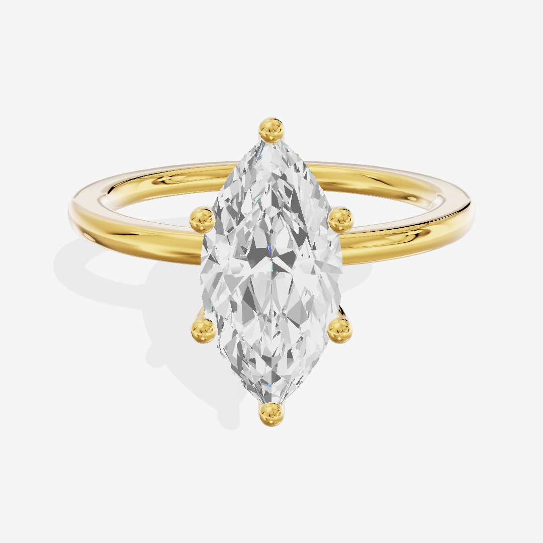 Vowsae Hidden Halo Marquise Engagement Ring (1/20 ct. tw.) in 18K Yellow Gold