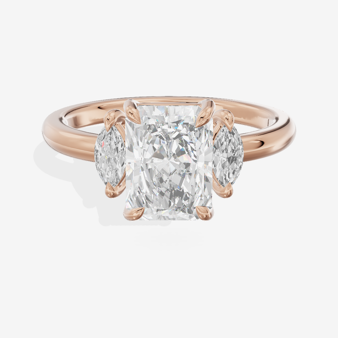 Classic Sincere Three Stone Radiant Engagement Ring (1/3 ct. tw.) in 14K Rose Gold