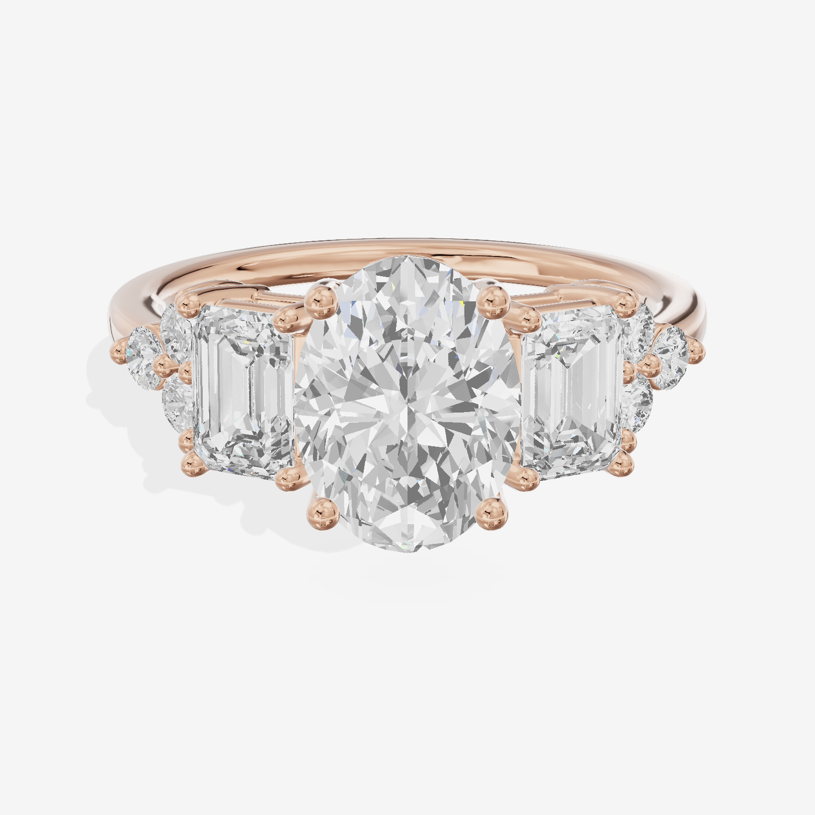 Grand Halcyon Oval Engagement Ring with Side Stones (3/4 ct. tw.) in 18K Rose Gold