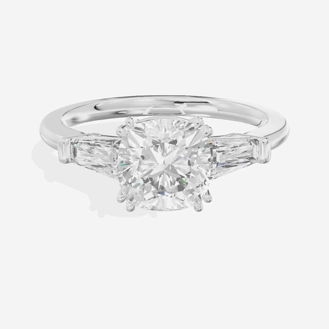 Lateria Three Stone Cushion Engagement Ring (1/2 ct. tw.) in 14K White Gold