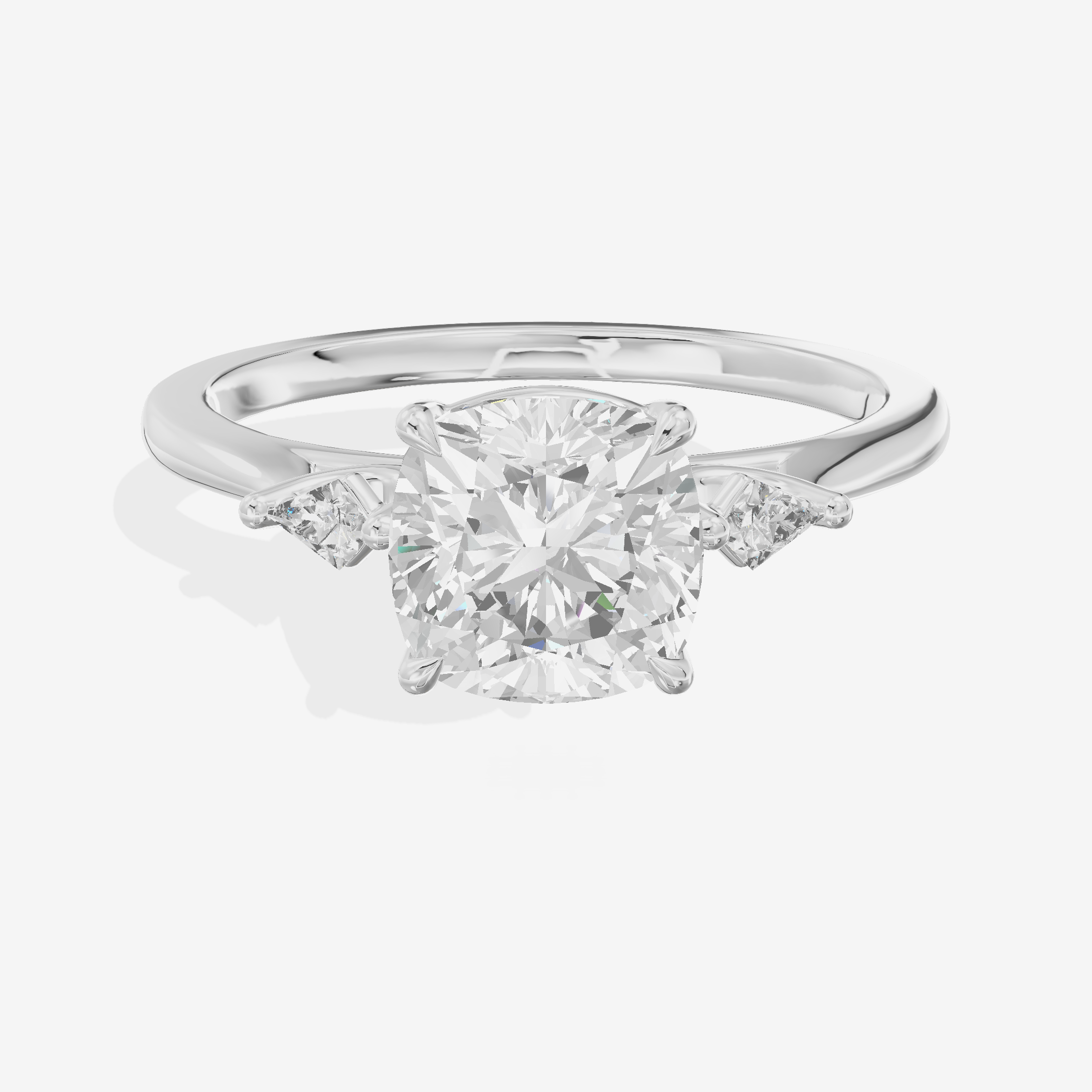 Vintage Belovae Cushion Three Stone Engagement Ring (3/5 ct. tw.) in 18K White Gold
