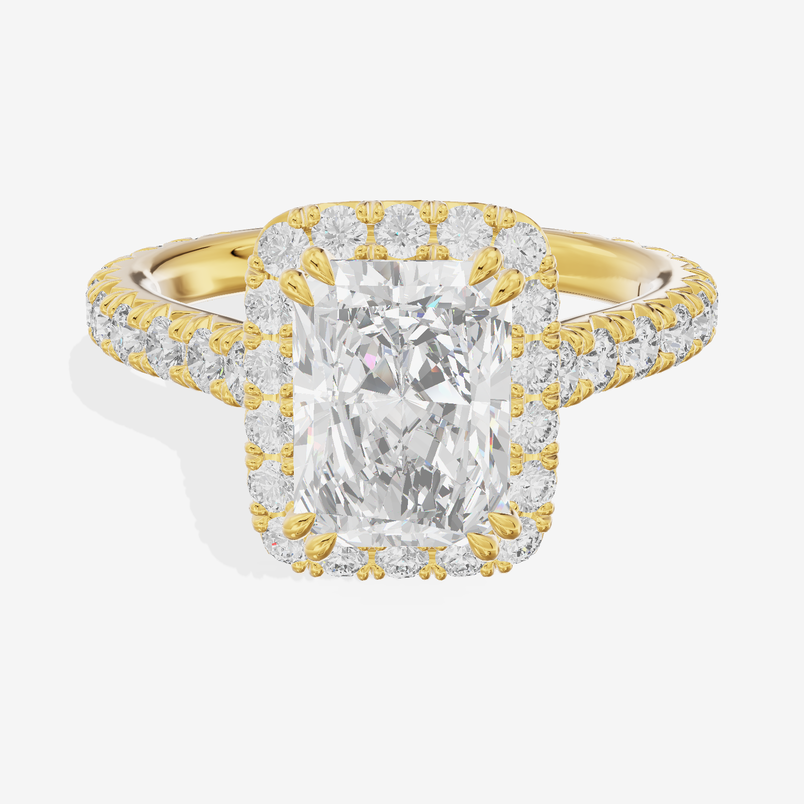 Triade Halo Radiant Engagement Ring (1/15 ct. tw.) in 14K Yellow Gold