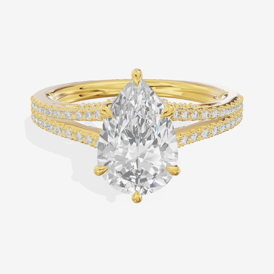 Aimora Cathedral 2mm Pear Solitaire Engagement Ring (1/3 ct. tw.) in 14K Yellow Gold