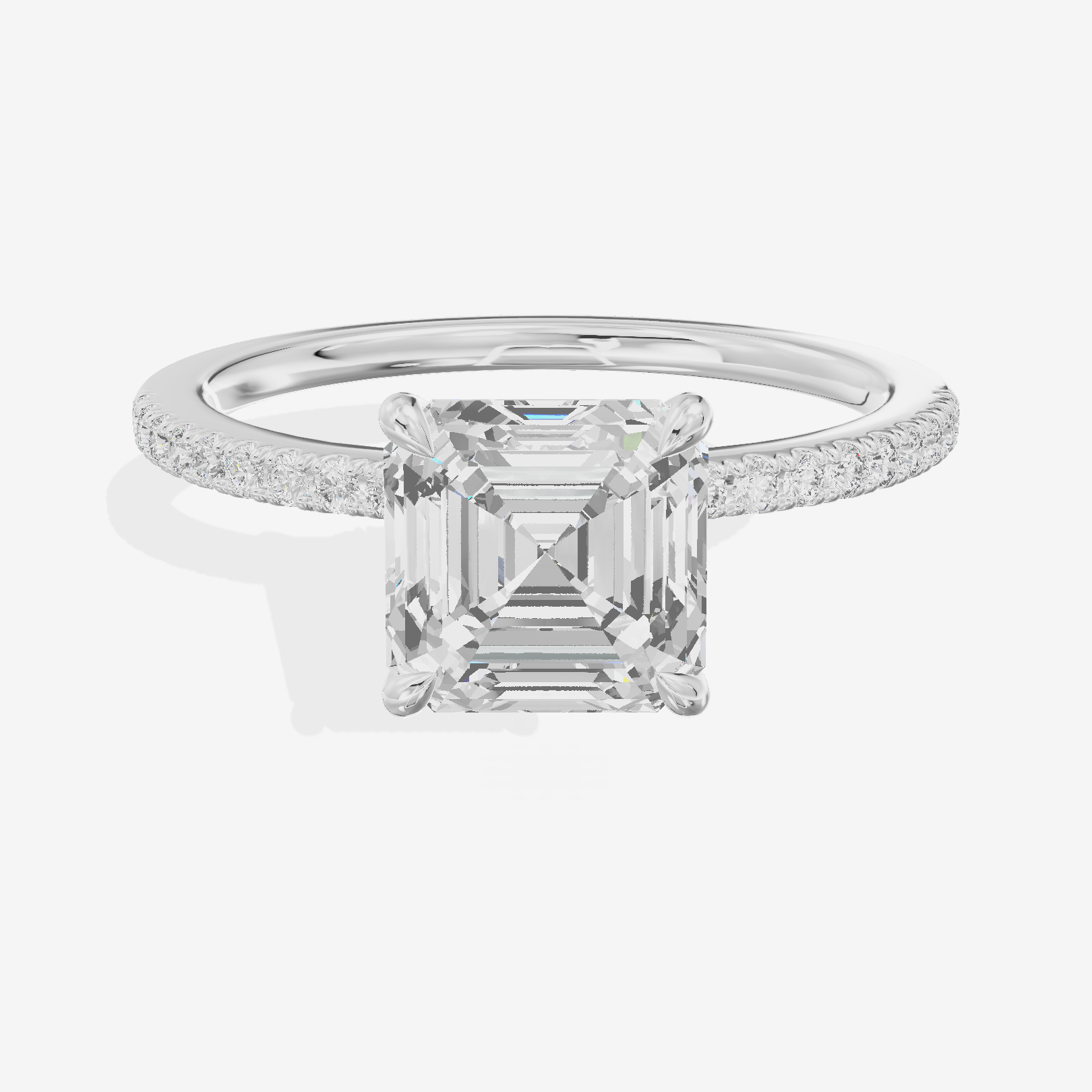 Grand Mirelle Asscher Hidden Halo Engagement Ring (1/5 ct. tw.) in 18K White Gold