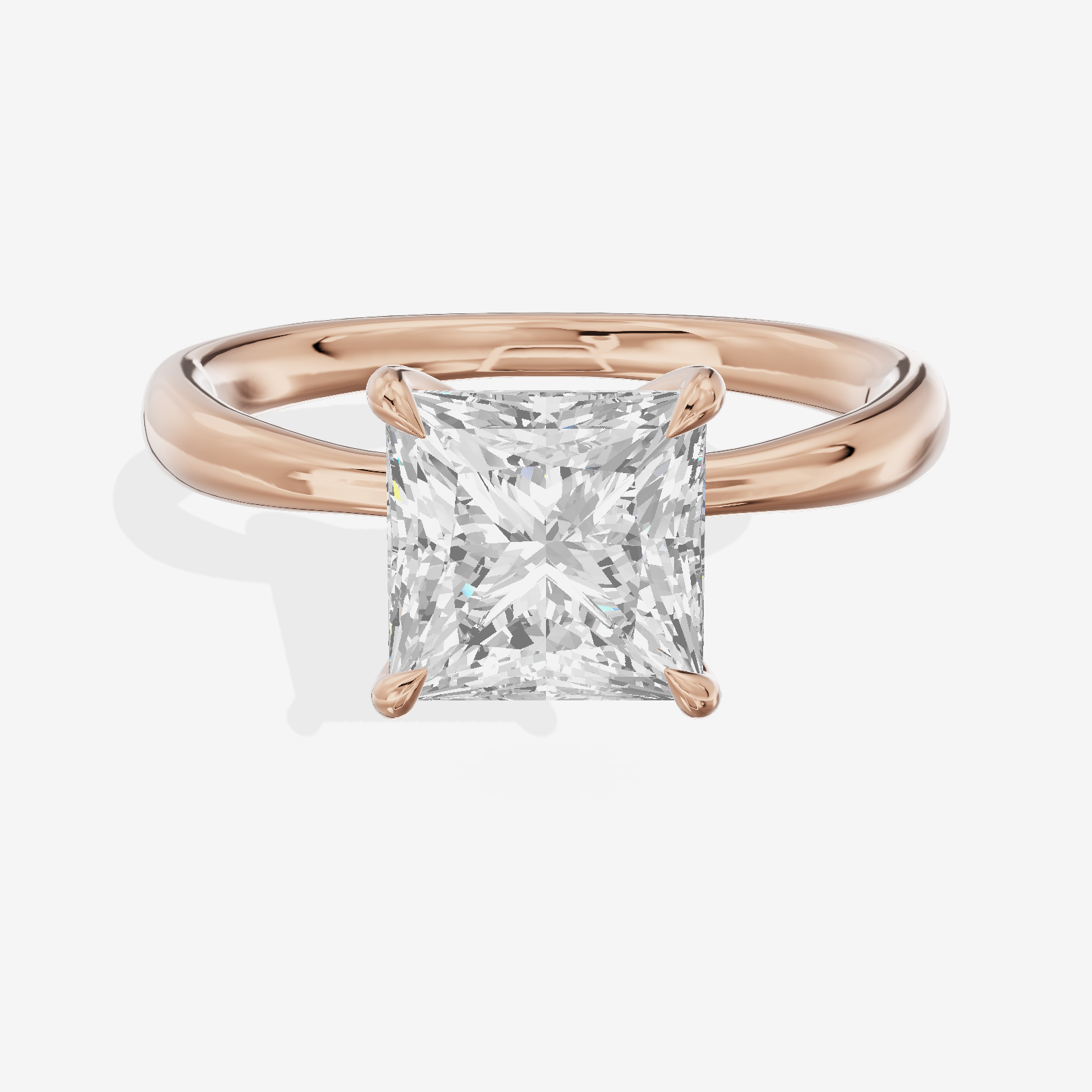 Classic Aimora 2.7mm Princess Solitaire Engagement Ring in 14K Rose Gold