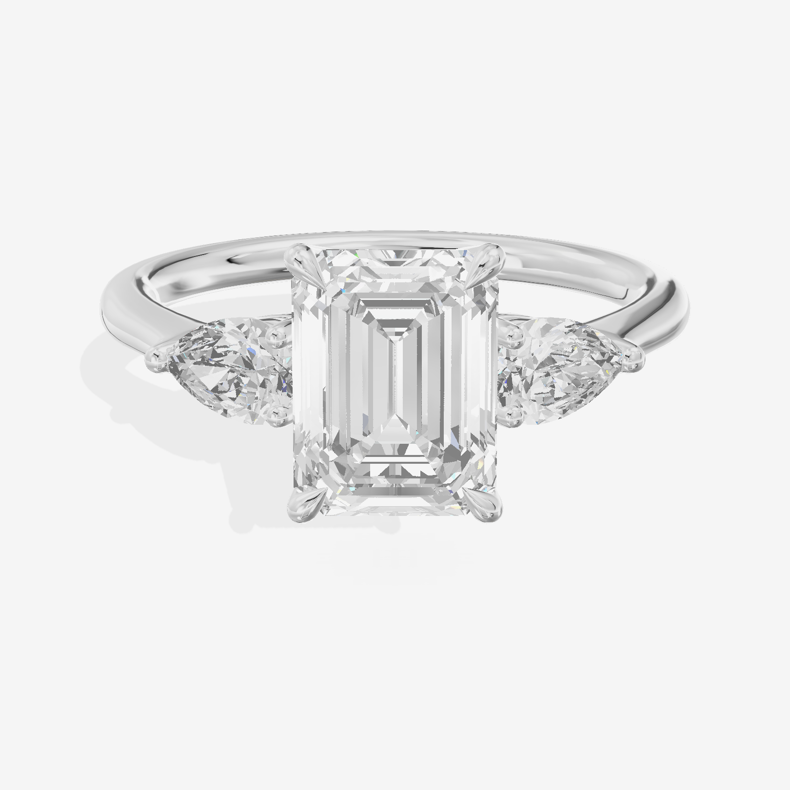 Luxe Aimora Three Stone Emerald Engagement Ring (3/4 ct. tw.) in 14K White Gold