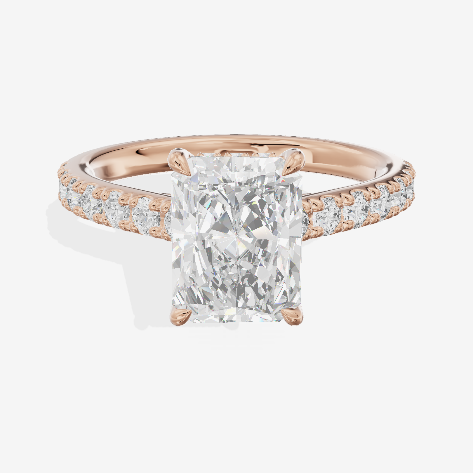 Tender Whisper Radiant Engagement Ring with Side Stones (1/6 ct. tw.) in 14K Rose Gold