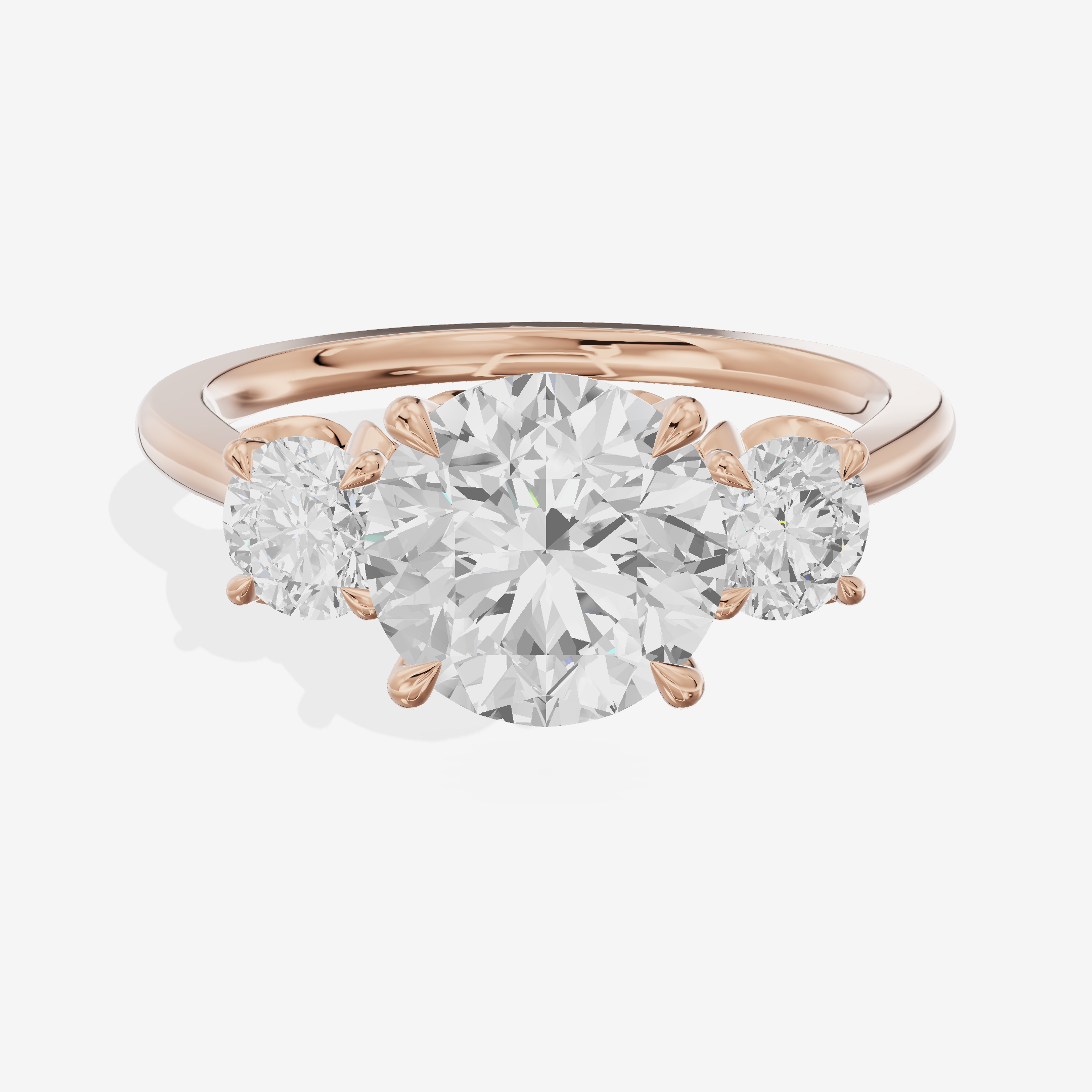 Modern Sincere Three Stone Round Engagement Ring (1/2 ct. tw.) in 18K Rose Gold