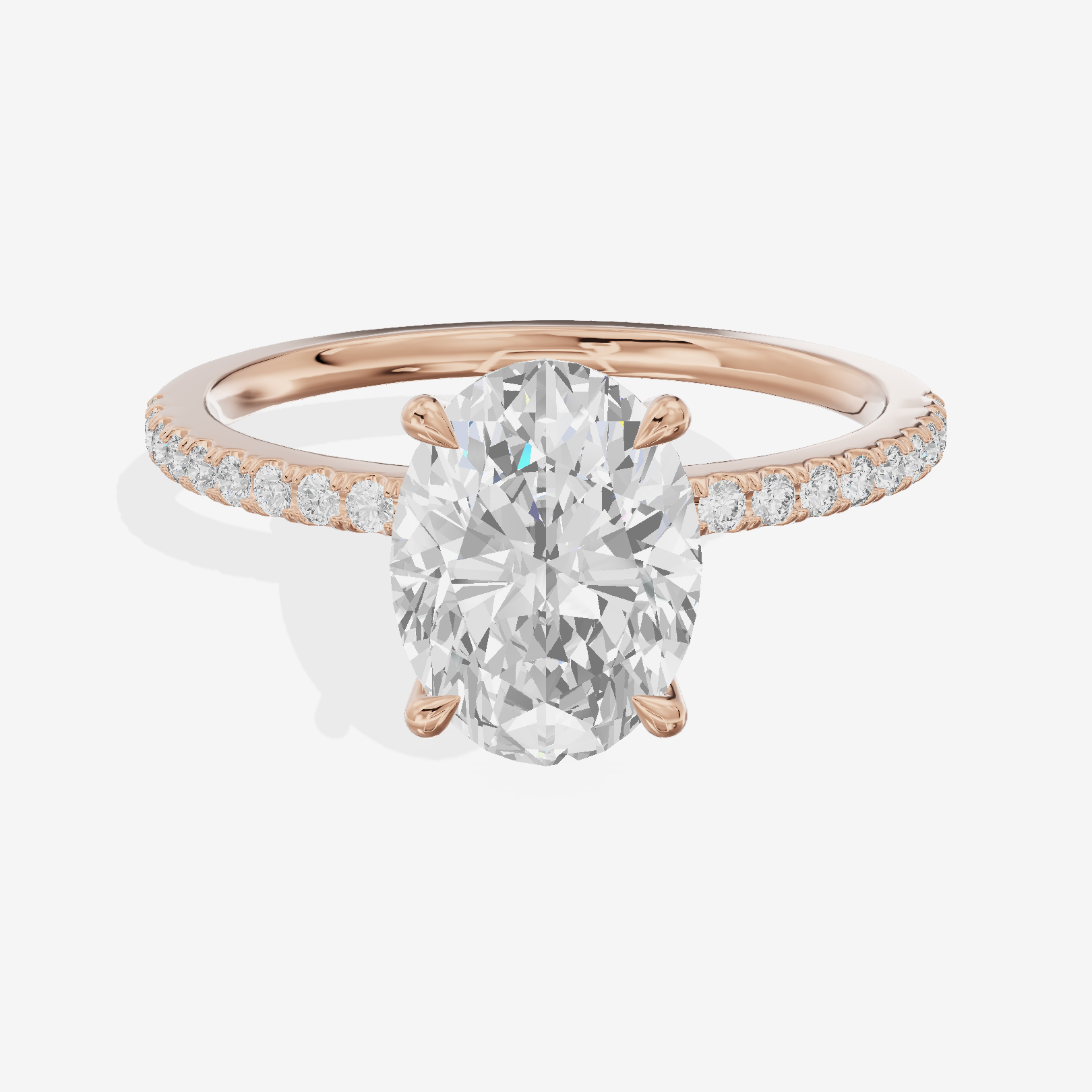 Twined Selenia Oval Engagement Ring with Side Stones (1/10 ct. tw.) in 14K Rose Gold