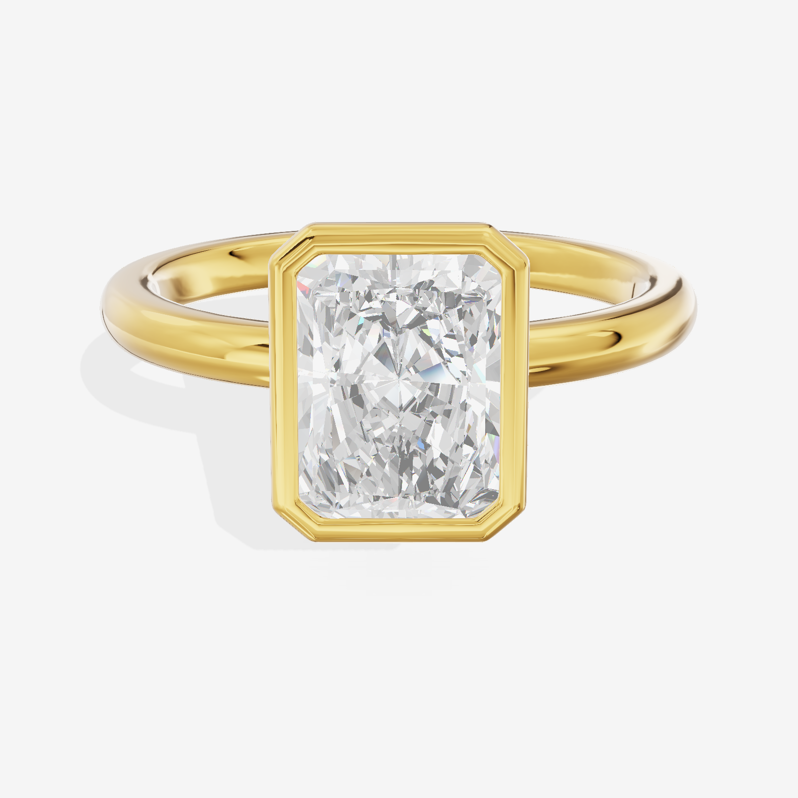 Tensare Bezel 2mm Radiant Solitaire Engagement Ring in 18K Yellow Gold