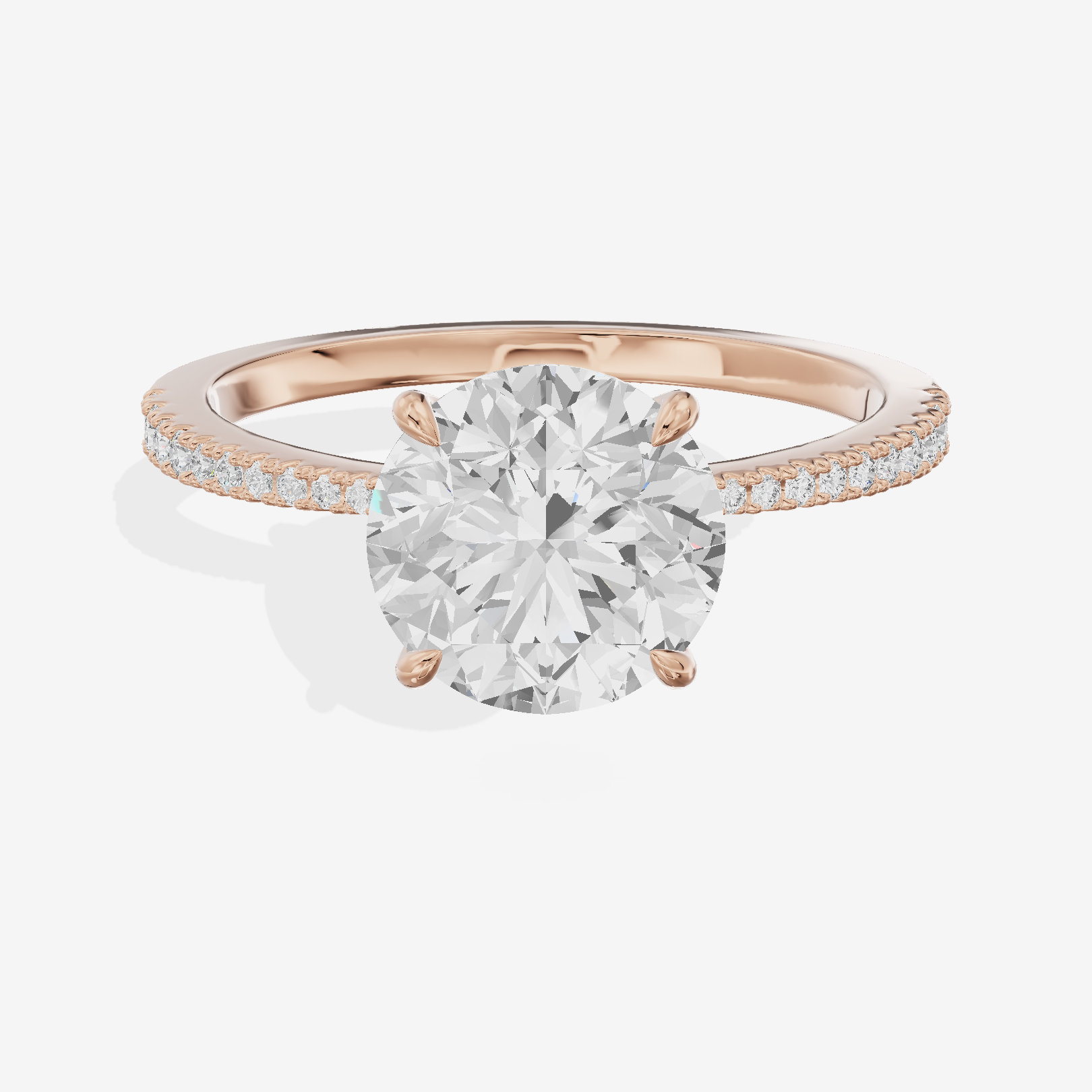 Luxe Promezza Round Engagement Ring with Side Stones (1/2 ct. tw.) in 14K Rose Gold