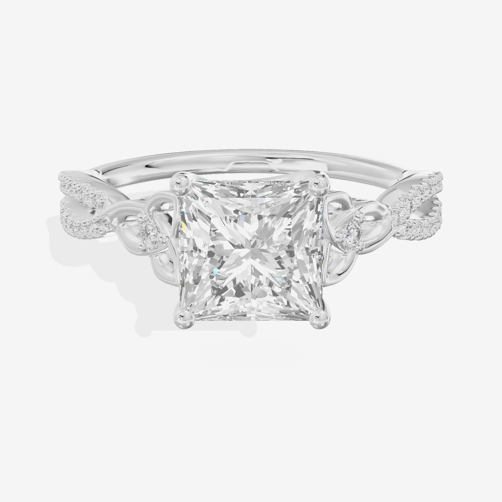 Luxe Vowsae Princess Engagement Ring with Side Stones (2/5 ct. tw.) in Platinum