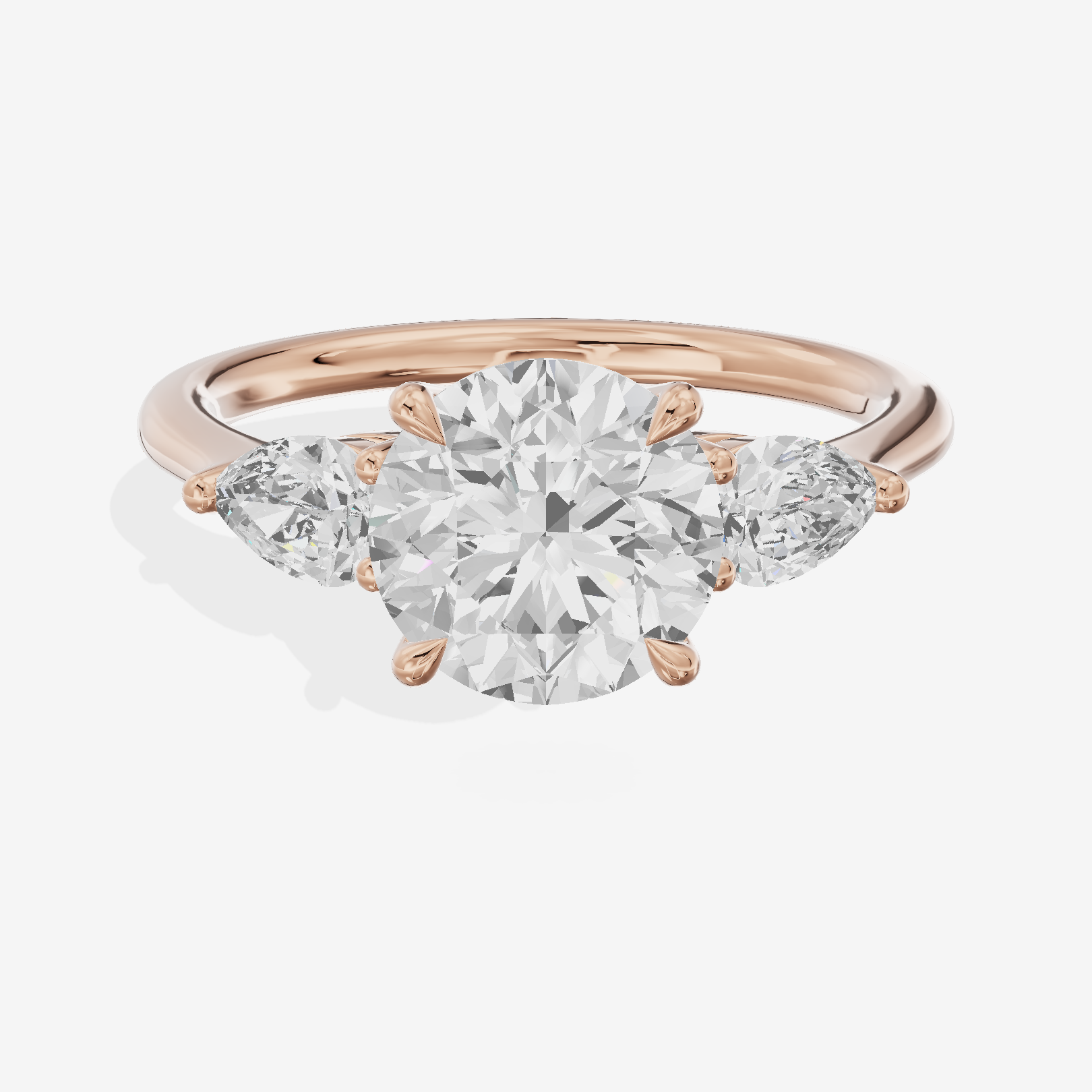 Luxe Aimora Three Stone Round Engagement Ring (3/4 ct. tw.) in 18K Rose Gold