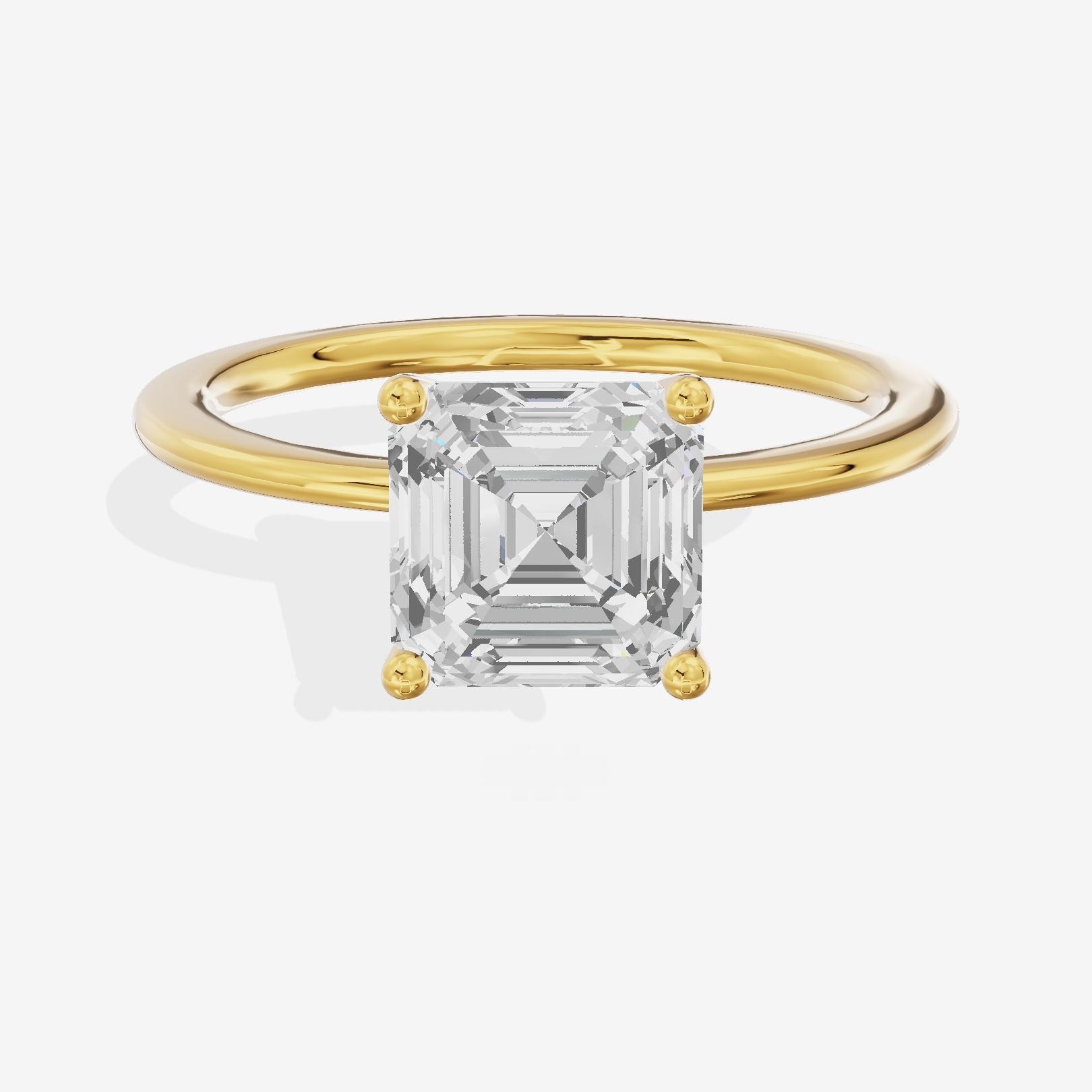 Whispered Promezza 1.4mm Asscher Solitaire Engagement Ring in 14K Yellow Gold