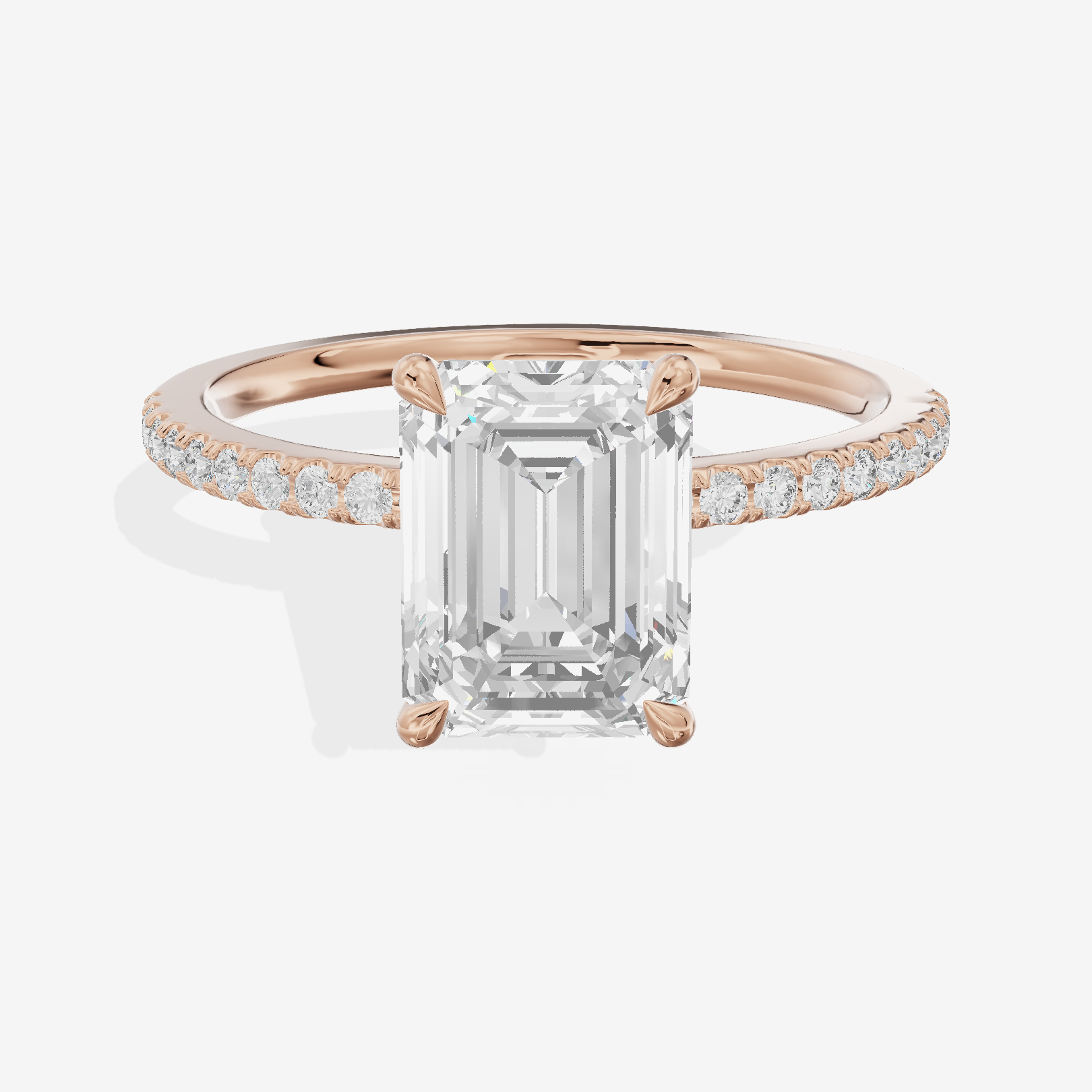 Twined Selenia Emerald Engagement Ring with Side Stones (1/10 ct. tw.) in 14K Rose Gold