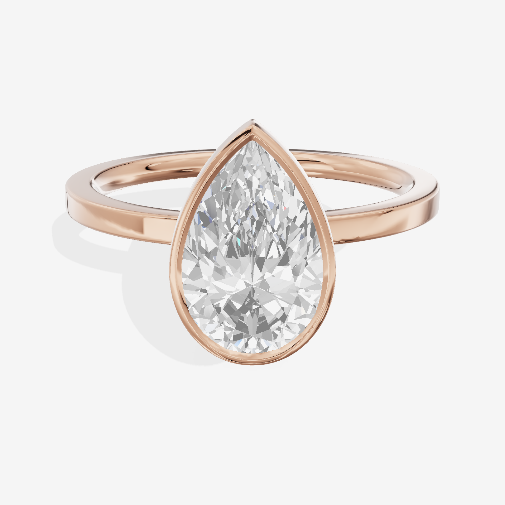 One of One Classic 1.5mm Pear Bezel Engagement Ring in 18K Rose Gold