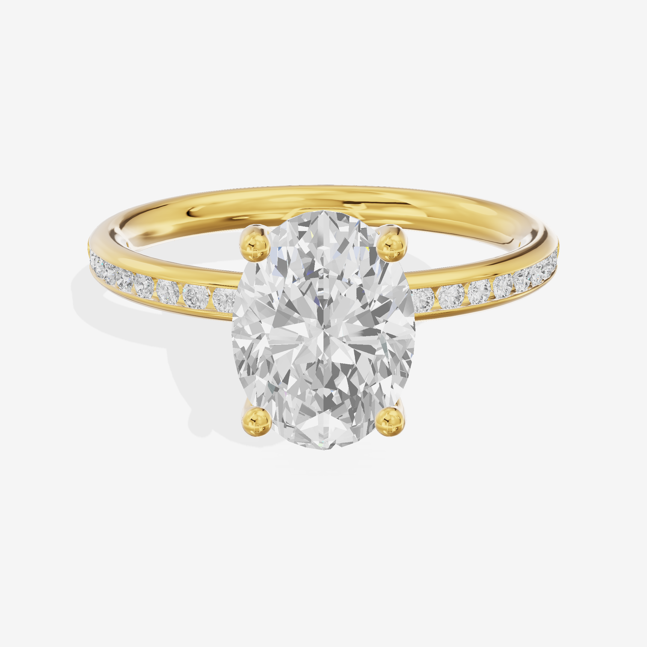 Classic Trellise Oval Engagement Ring with Side Stones (1/8 ct. tw.) in 18K Yellow Gold