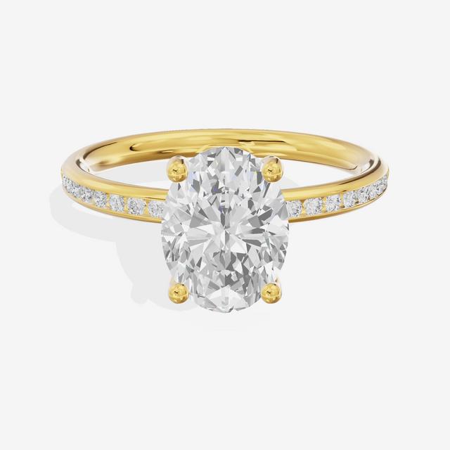 Classic Trellise Oval Engagement Ring with Side Stones (1/8 ct. tw.) in 18K Yellow Gold