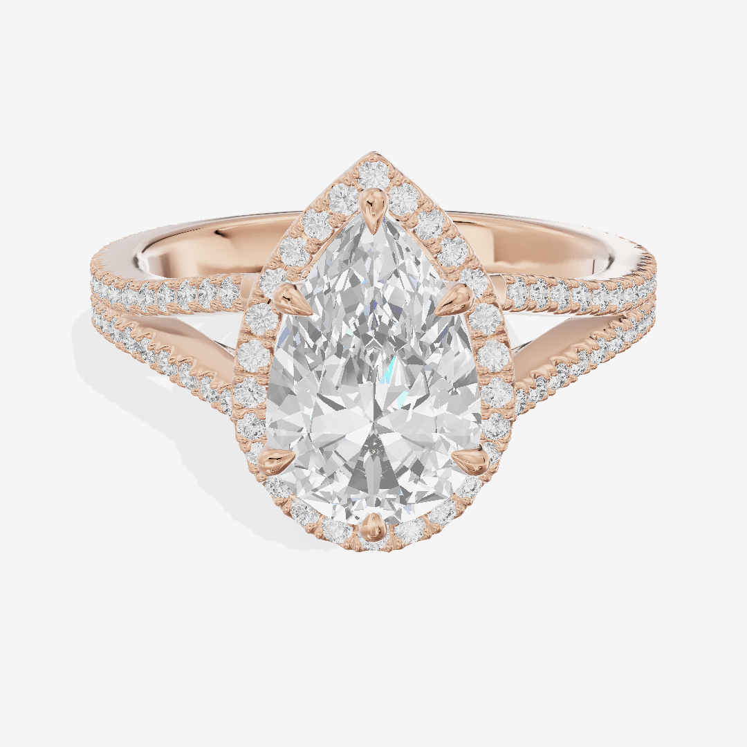 Modern Adorae Pear Hidden Halo Engagement Ring (1/2 ct. tw.) in 14K Rose Gold